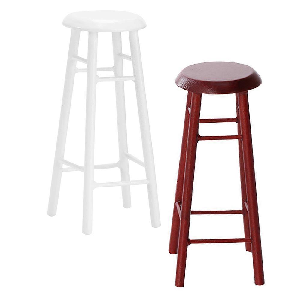 Vintage Miniature Pub High Chairs for Dollhouse Kitchen & Living Room – Natural Wood Craftsmanship, Space Saving Design, 2pcs Set