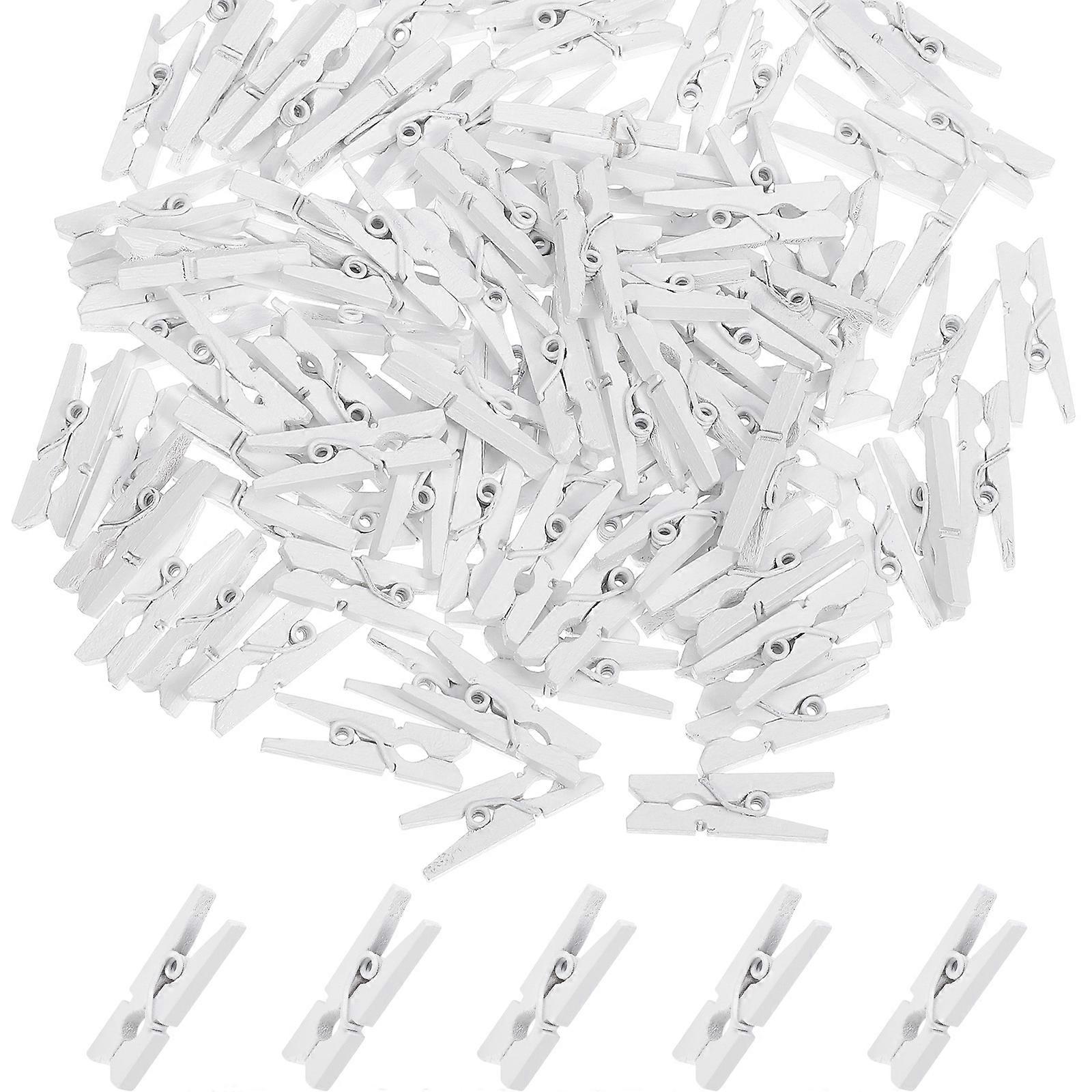 White Wooden Clips for Decor 100 Pcs Sturdy Photo Hanging Clothespins Versatile Use