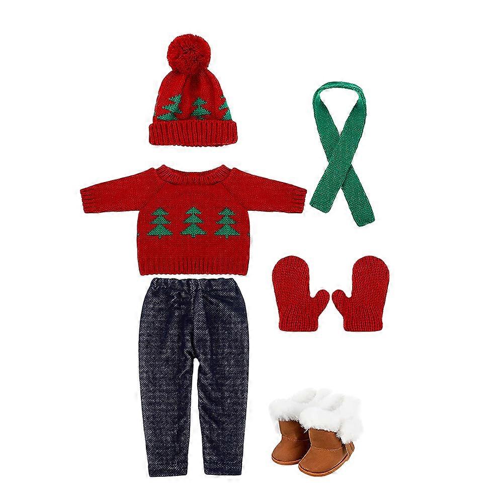Kids Set Doll Dress-up Clothes Assorted Color Christmas Sweater Scarf And Hat