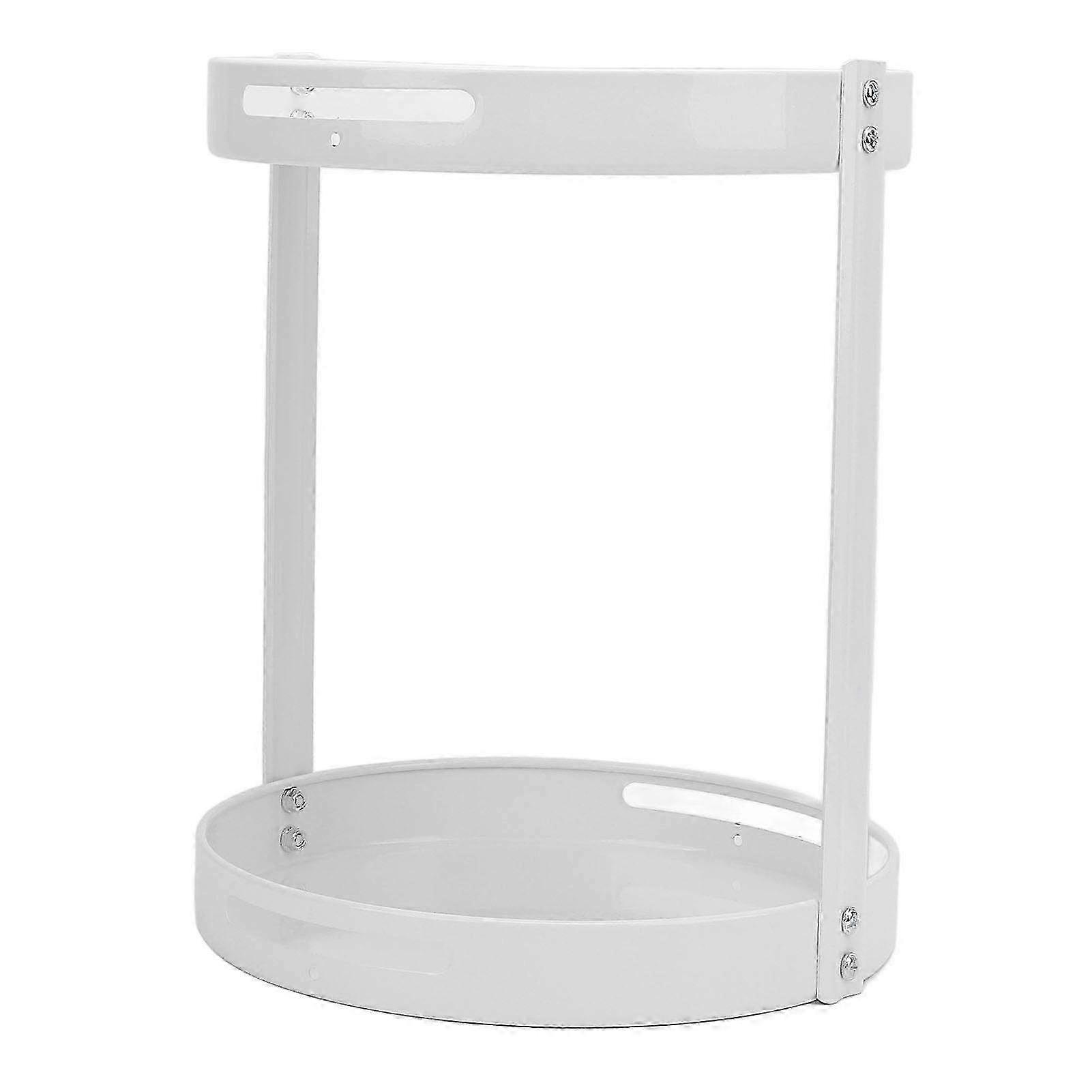 2-Tier Rotating Spice Organizer - Multifunctional Round 360�� Turntable Spice Rack in White for Kitchen & Cosmetics Storage