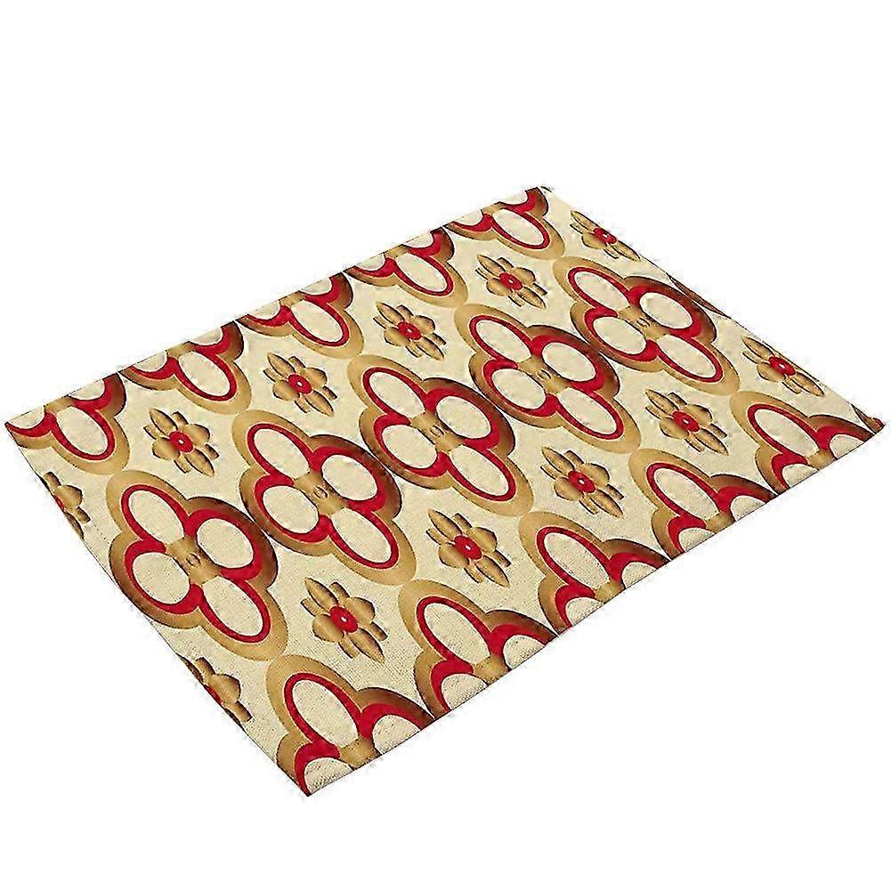 Heat Resistant Cotton Linen Dining Place Mat with Geometric Patterns - Stylish Cushion for Table Decor (MG0040-7)