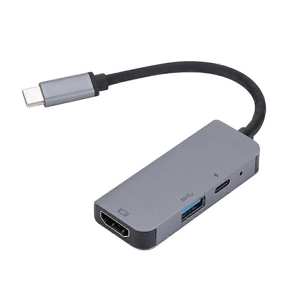USB 3'ü 1 Arada Çok Bağlantı Noktalı Tip C Adaptörü Bilgisayar için Alüminyum Alaşımlı Gümüş Rengi