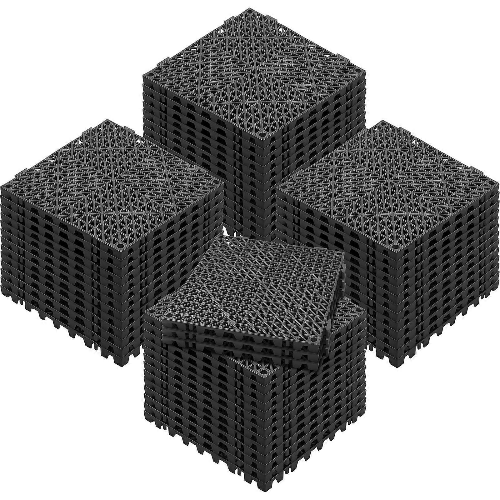 Tuile à emboîtement 55PCS Noir, tuiles de drainage 12 « x 12 » épissure, tuiles de sol à emboîtement en PVC souple