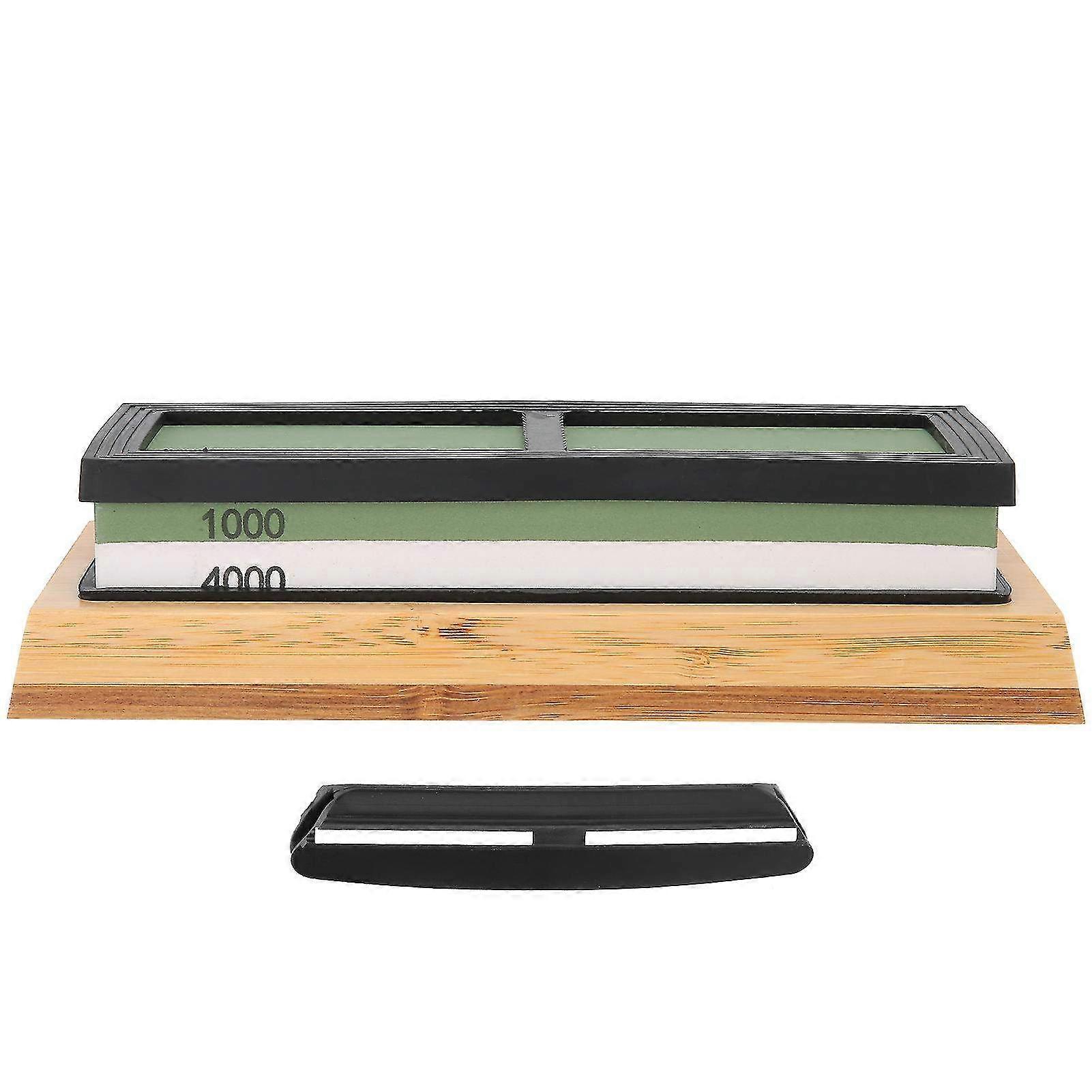 Double-Sided Whetstone Knife Sharpener - 1000 Grit & 4000 Grit White Fused Alumina Oilstone for Precision Kitchen Blades