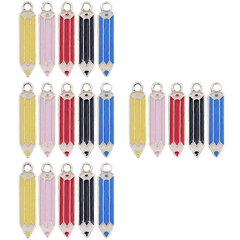 Topperfun 50pcs Colored Crayon Pendants, 2.65in Alloy Pencil Shaped Jewelry Bracelet Pendant, Diy Earrings Earrings Necklace Pendant For Jewelry