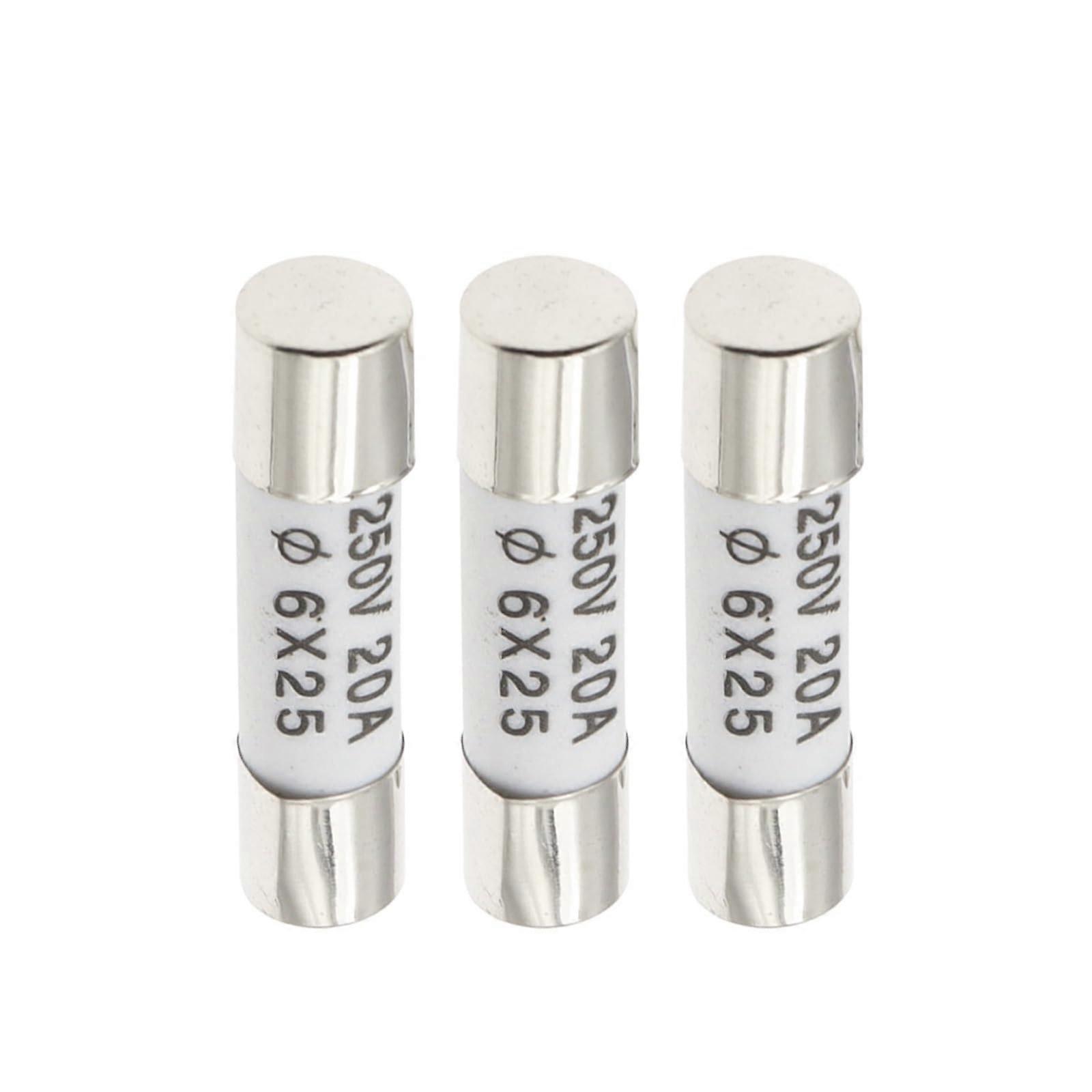 6 x 25 mm Ceramic Fuses 10-Pack, 0.5A to 30A, RO57 Compatibility, 250V, Durable and Reliable Fuse Tubes
