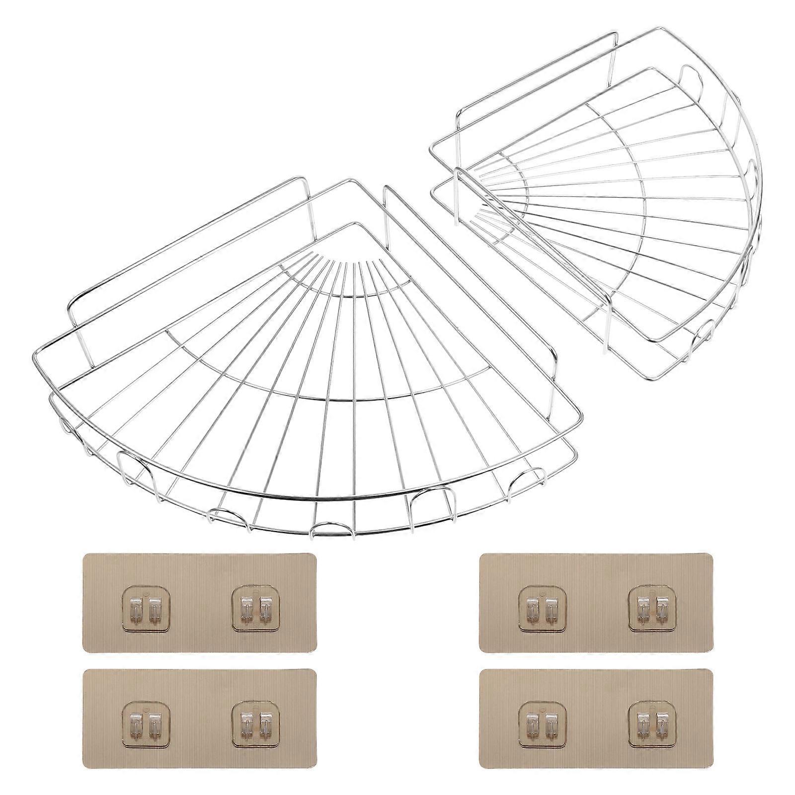 Triangle Design Storage Holder For Kitchen Use With Hooks 33.00X24.00X6.50Cm Punch-Free 2Sets