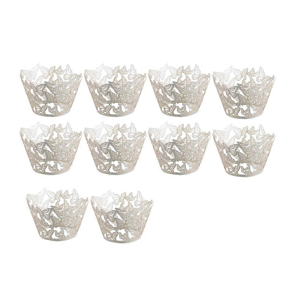 White Disposable Cake Cups with Hollow Out Pattern for Dessert Use Perfect for Parties and Events 20 Pcs