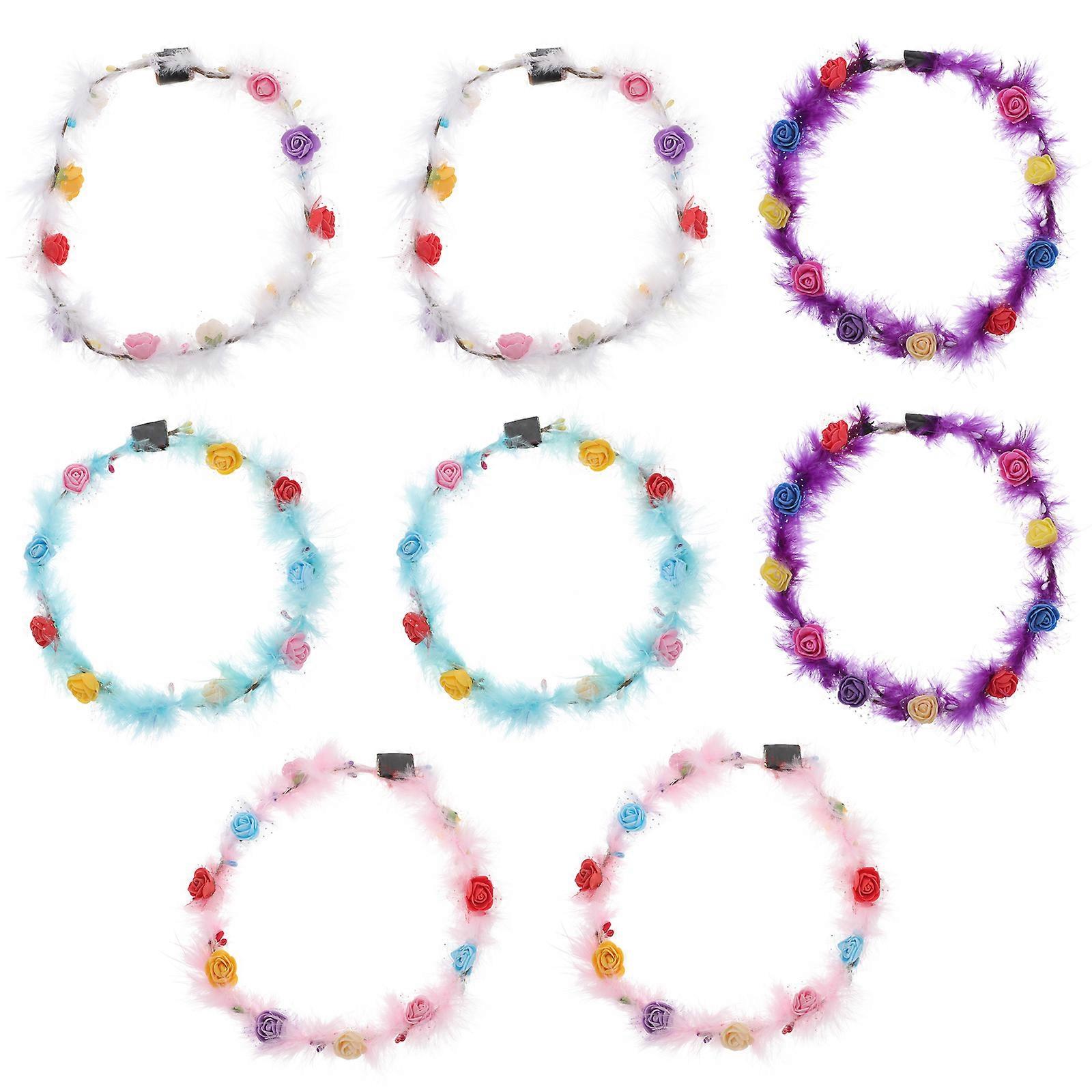 Assorted Color Glowing Hairband Luminous Headband for Home Festival Party Made of ABS Material 8pcs