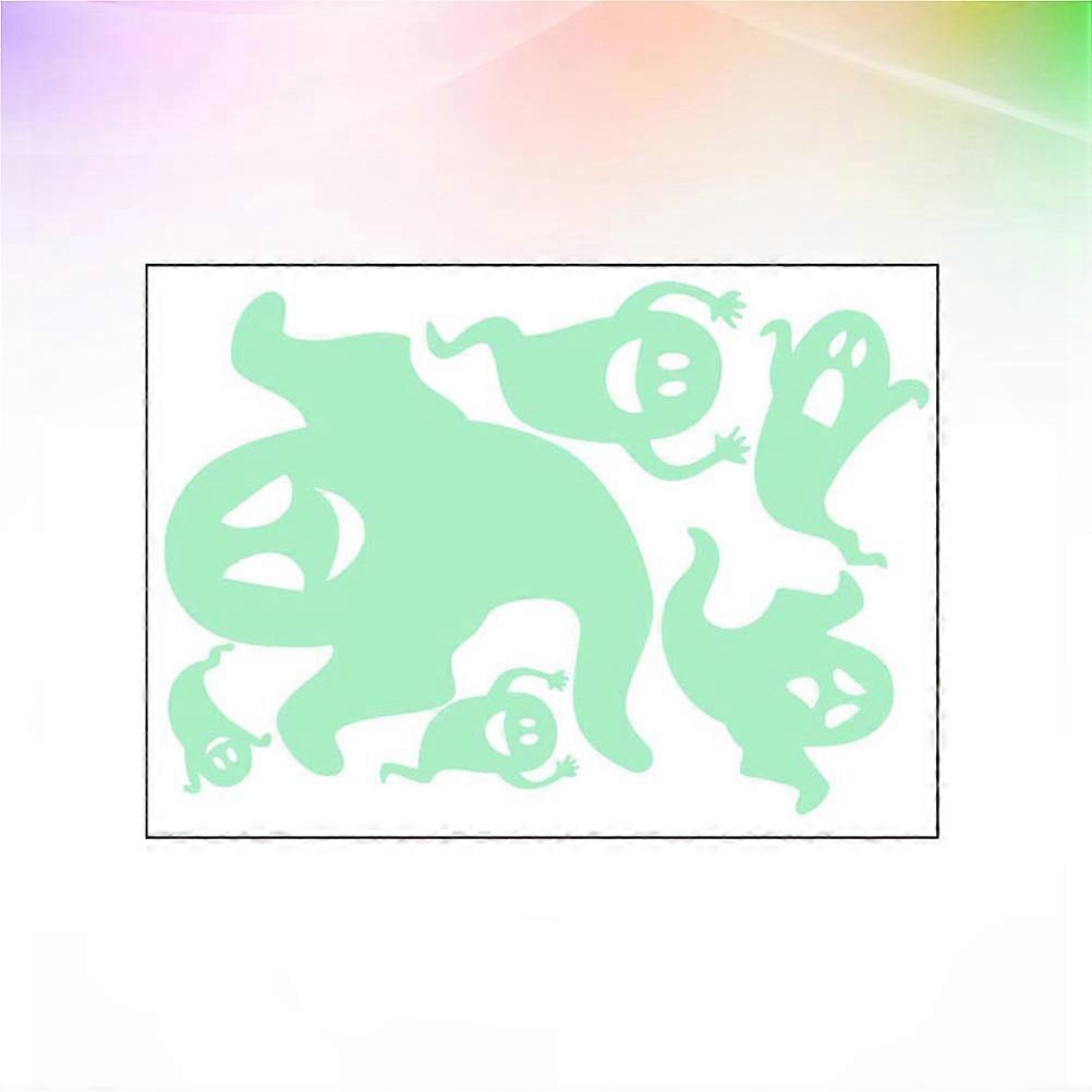 Glow In The Dark Stickers 1 Sheet Halloween Theme Cartoon Ghost Light Green Wall Decoration For Halloween Party