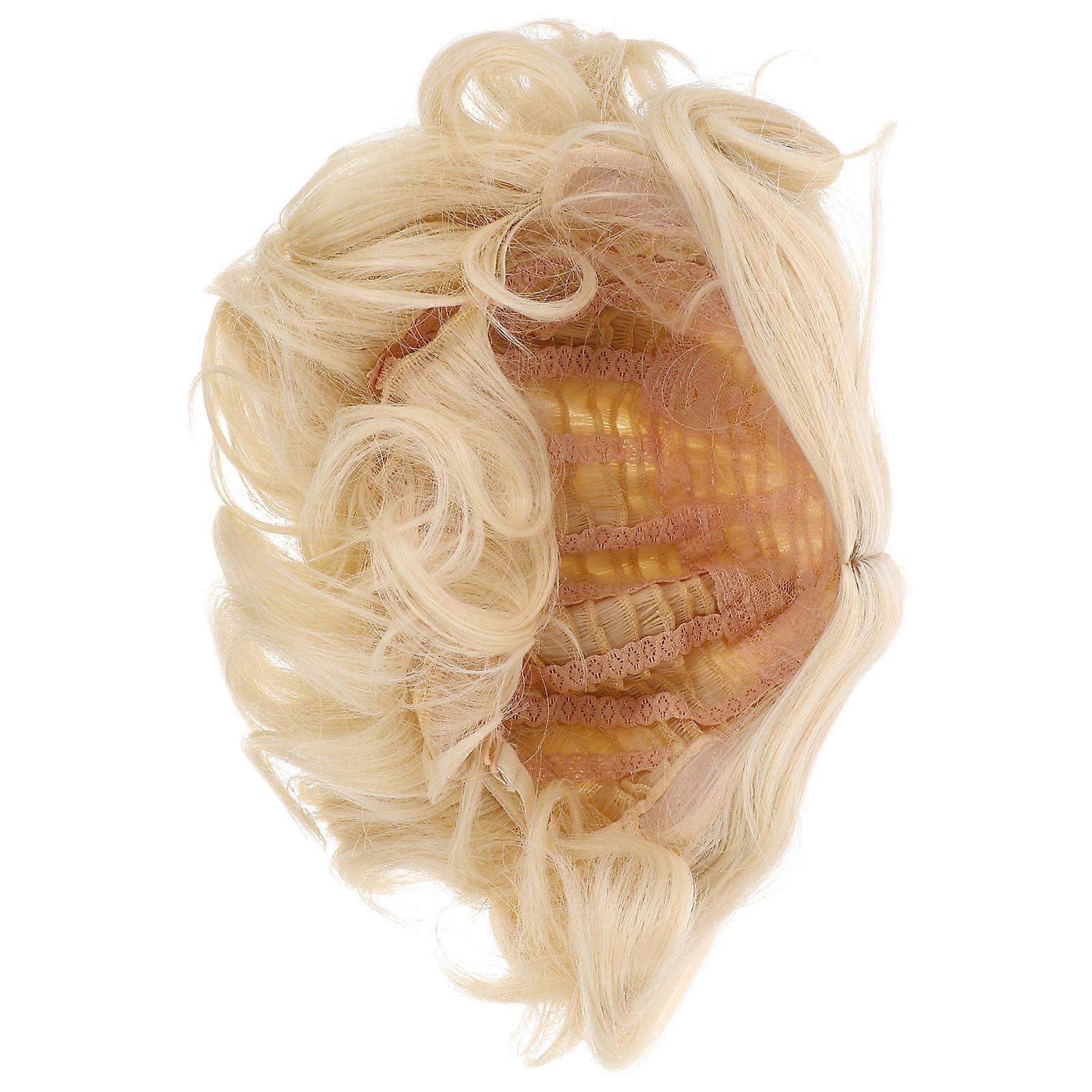 Golden Synthetic Wig for Women Made of High Temperature Fiber Elegant and Comfortable Decor Curly Short Hair