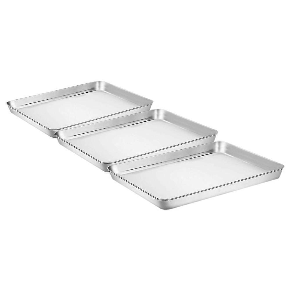 Stainless Steel Rectangular Baking Sheets Set of 3   Oven Trays for Baking, Serving, Storage, Cookies, Roasts, Picnics, and Family Gatherings