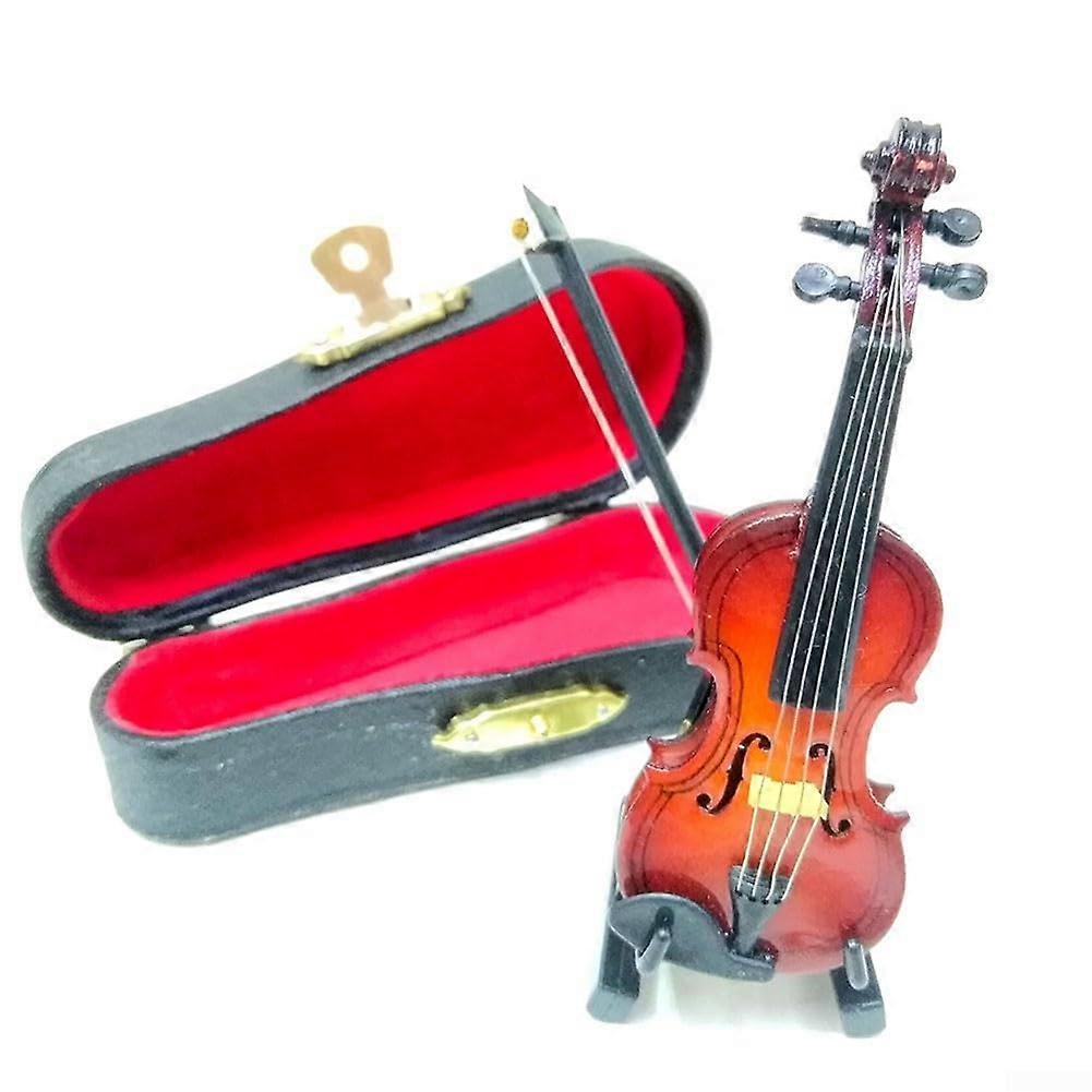 Miniature Violin Model Linden Wood, 10 Cm, With Stand And Case, Exquisite Craftsmanship