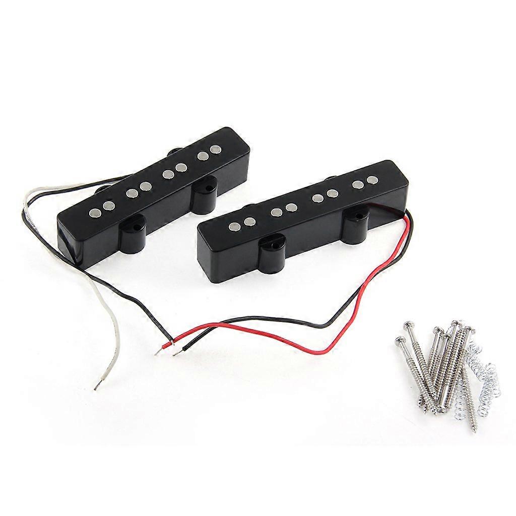 2-Piece Black Magnet Open Pickup Set for 4-String JB Jazz Bass Guitar Compatible with Standard Models