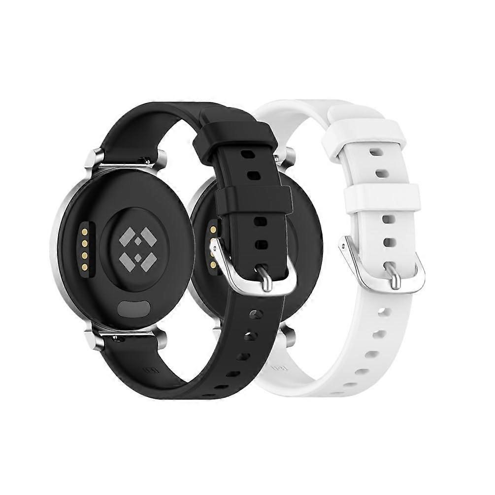 14 mm Adjustable Soft Silicone Bracelet for Garmin Lily 2 Smart Watch, Black and White Sports Replacement Strap