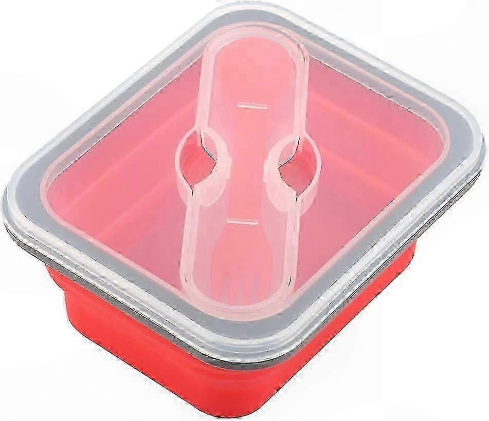Foldable Silicone Lunch Container for Camping, 600ml, Red, Single Unit