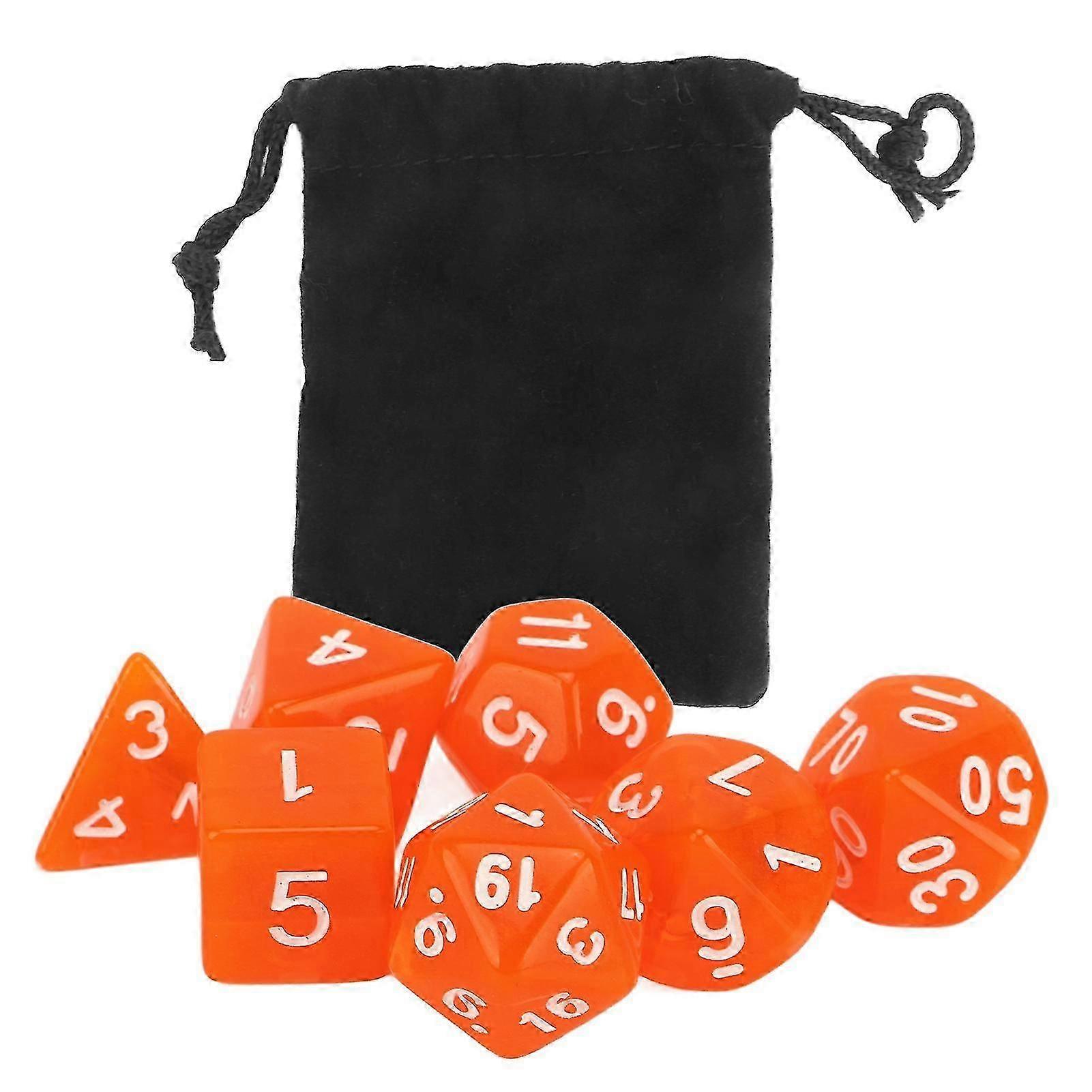 Transparent Orange 7PCS Mini Acrylic Polyhedral Dice Set for Board Game