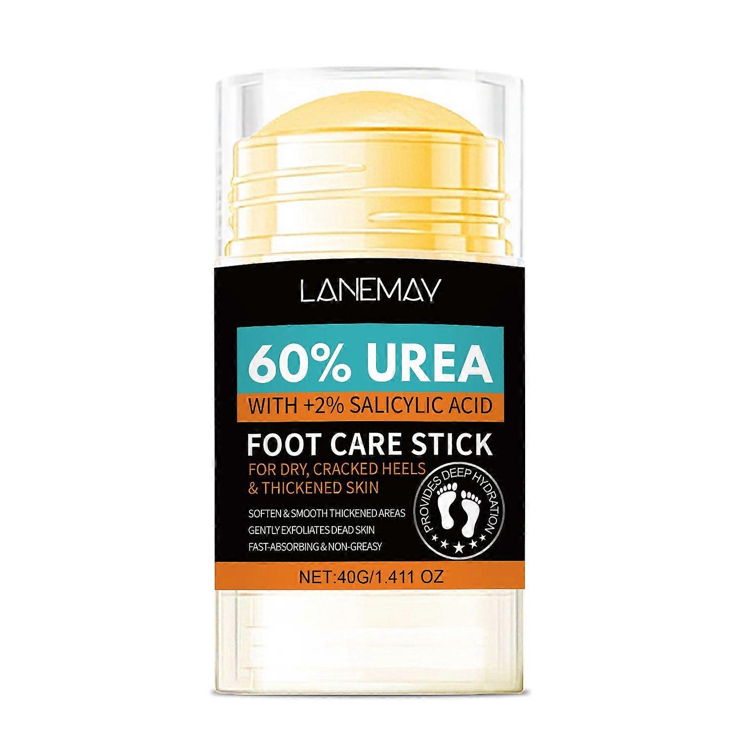 Urea Cream Stick 60% plus 2% Salicylic Acid,Maximum Strength Urea Cream for Feet, Foot Lotion Stick for Cracked Heels, Dry Hands & Rough Knees, Callus
