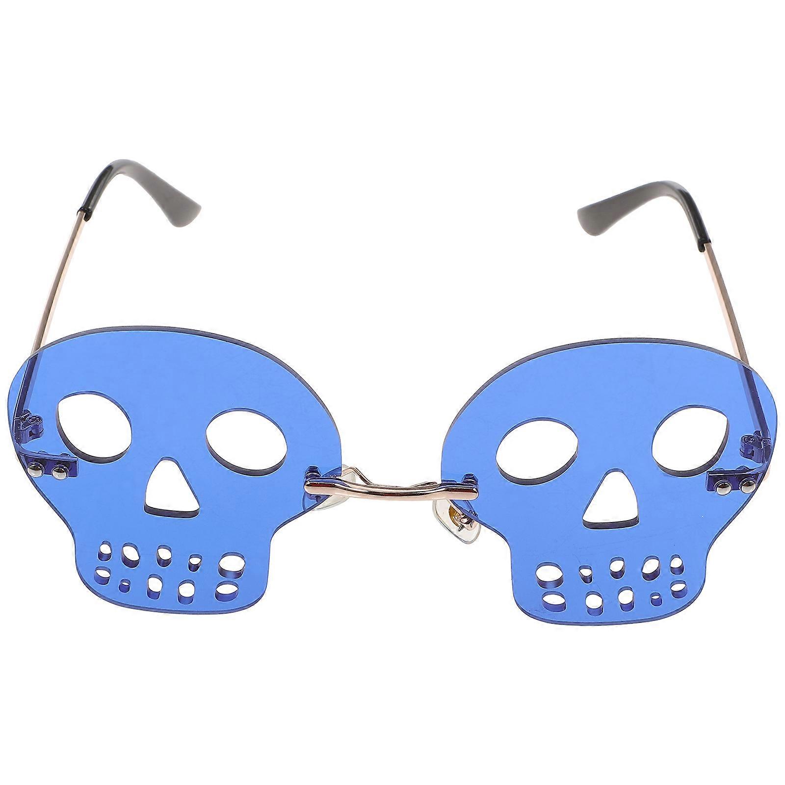 Rimless Sunglasses with Skull Design for Beach Party and Masquerade Color PC Material