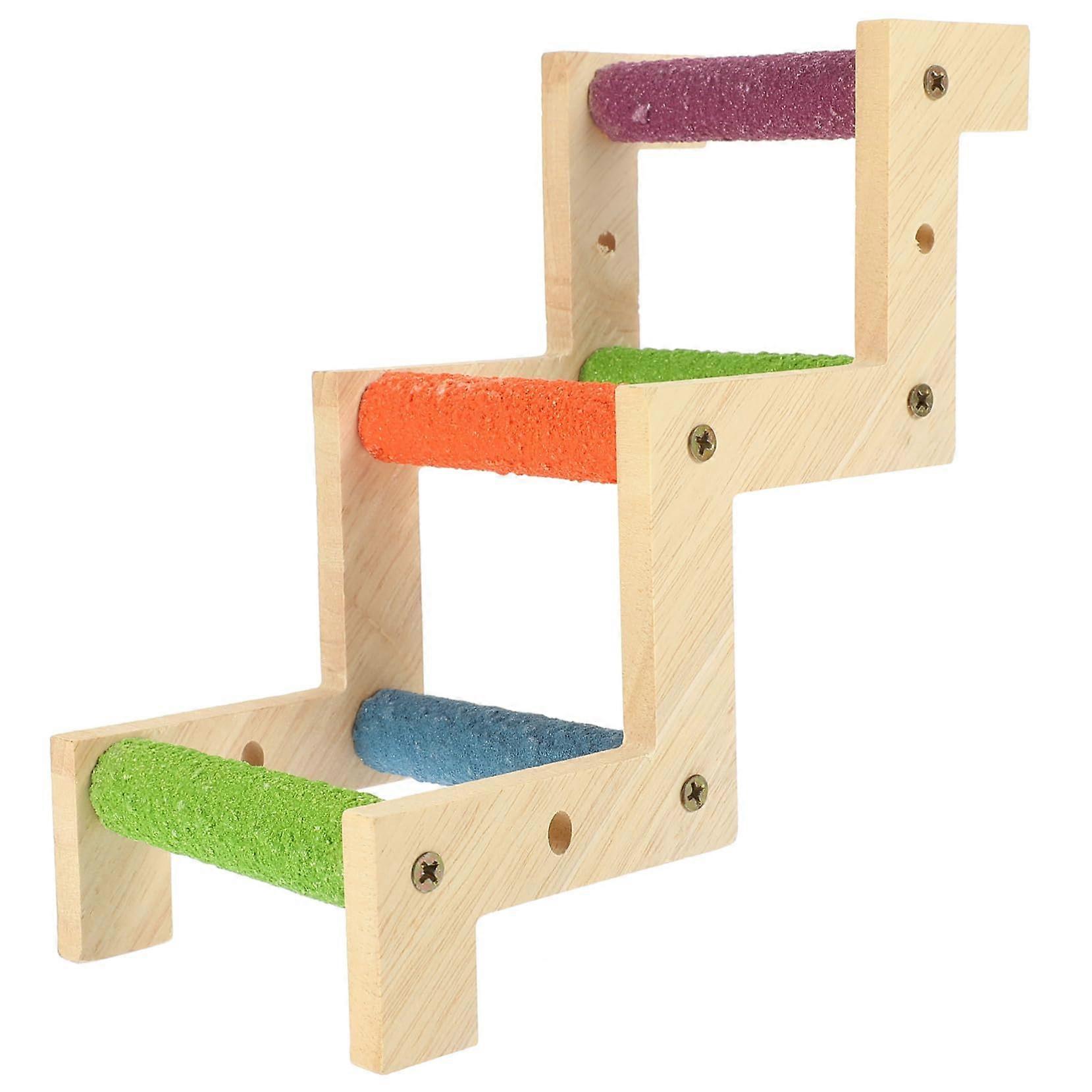 Wooden Z-Shape Bird Climbing Ladder for Parrots, Hamsters, and Cockatiels - Chewable Climbing Toy for Play and Nail Care