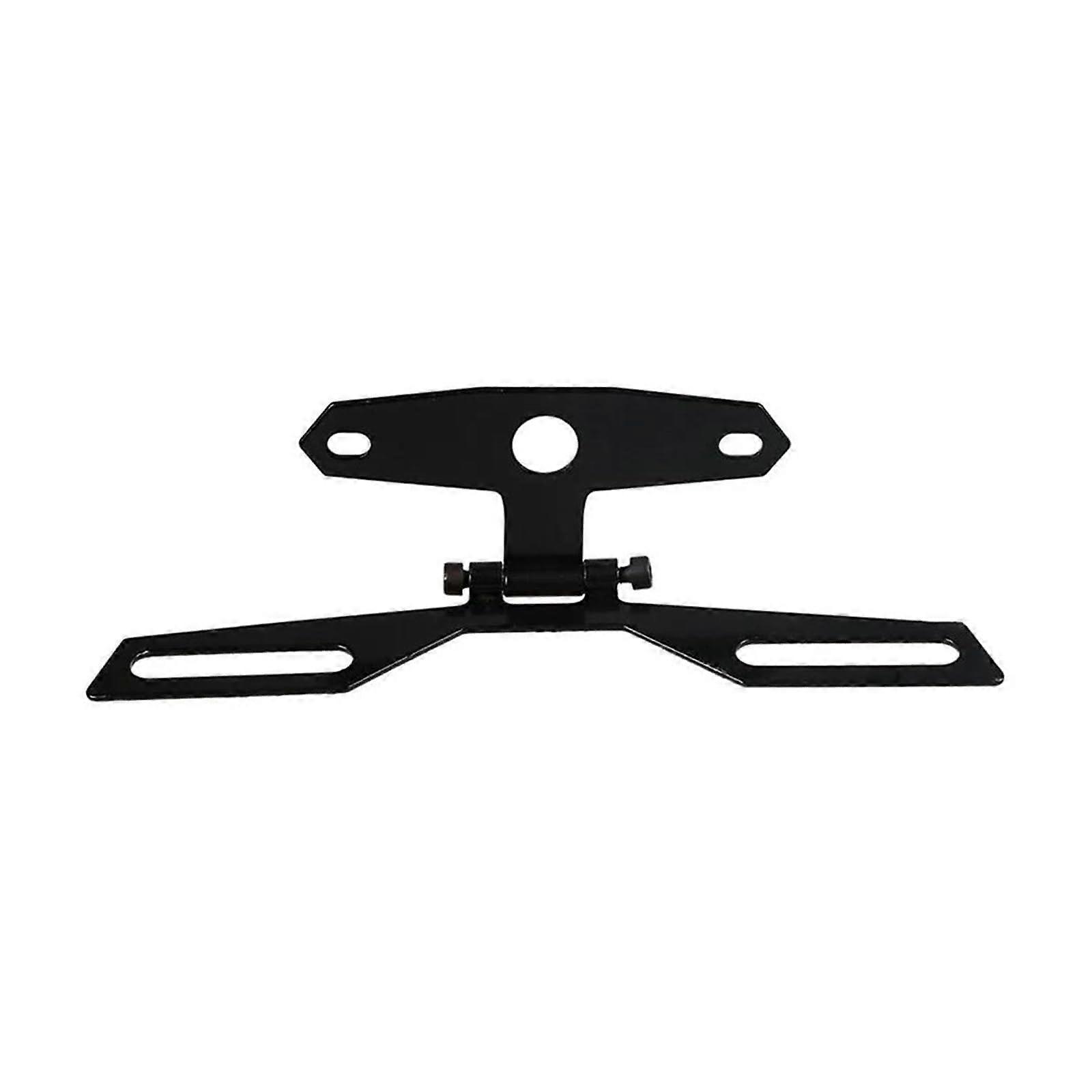 Adjustable Motorcycle License Plate Holder Foldable Tail Light Mount Metal Black