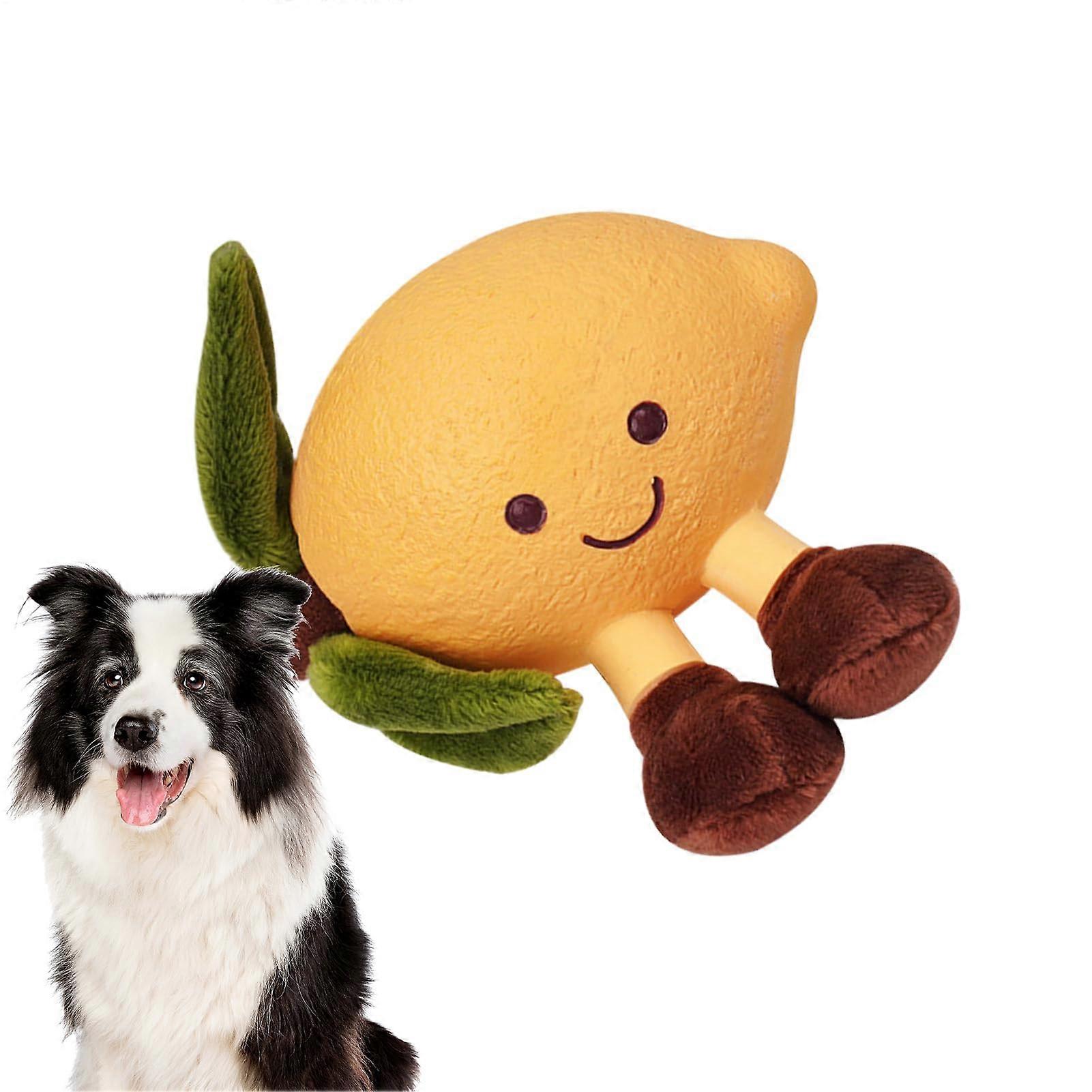 Chew Toys for Dogs | Plush Teething Squeaky Chewers | Yellow Stuffed Animal Training Tool for Aggressive Puppies