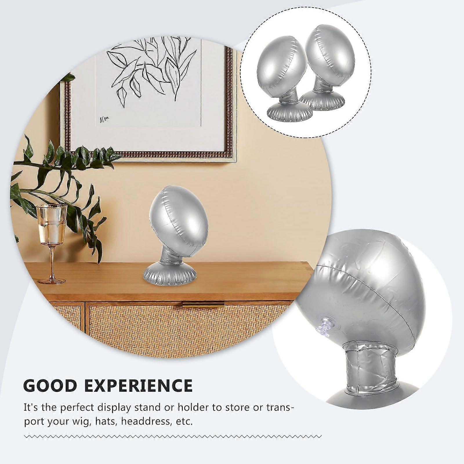 2Pcs Mannequin Head Wig Display Stand Inflatable Wig Stand Hat Display Holder Head Model