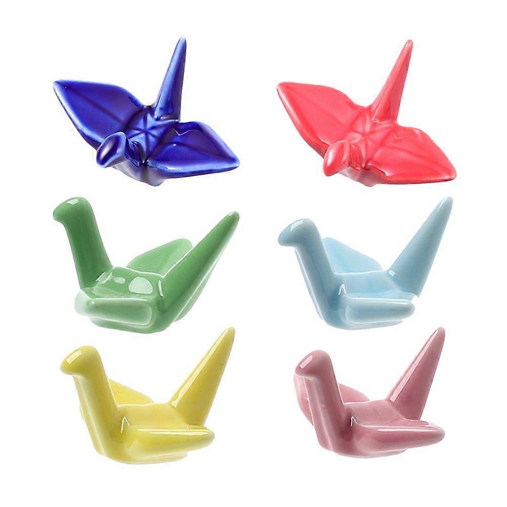 6pcs Paper Crane Ceramics Chopsticks Racks Spoon Forks Rest Chopsticks Stand