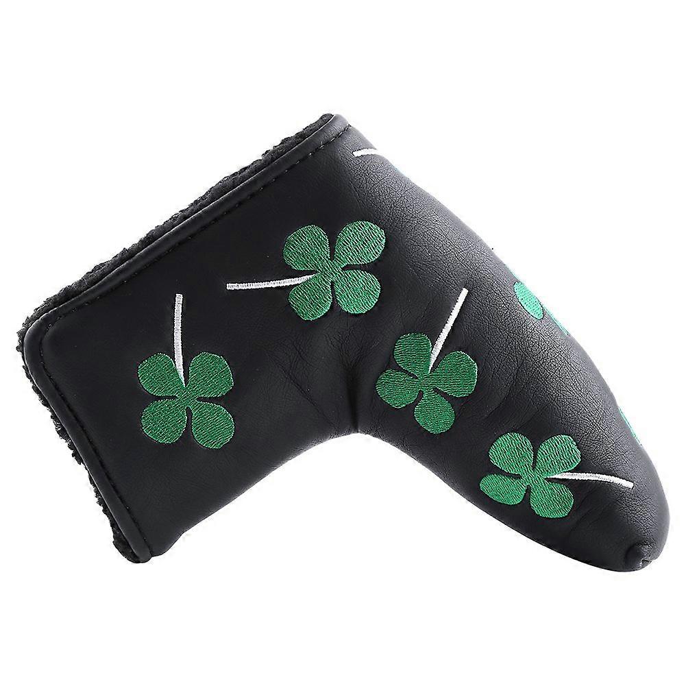 Waterproof Green Putter Cover with Four Leaf Clover Design for Blade Paper Black Ref: 8933