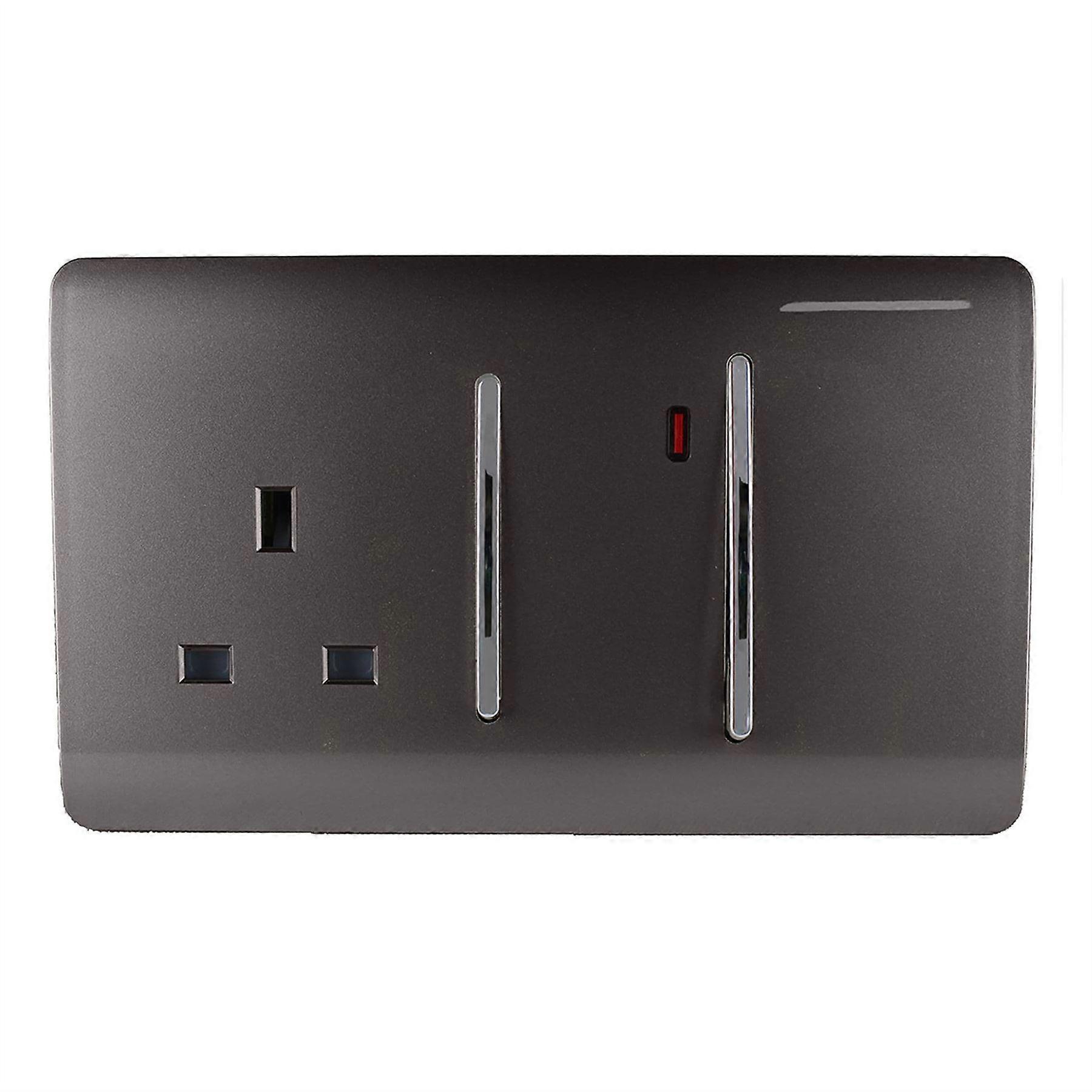 Trendi Artistic Modern Glossy 45 A Cooker Switch & Plug Socket Inc Neon Insert Dark Brown