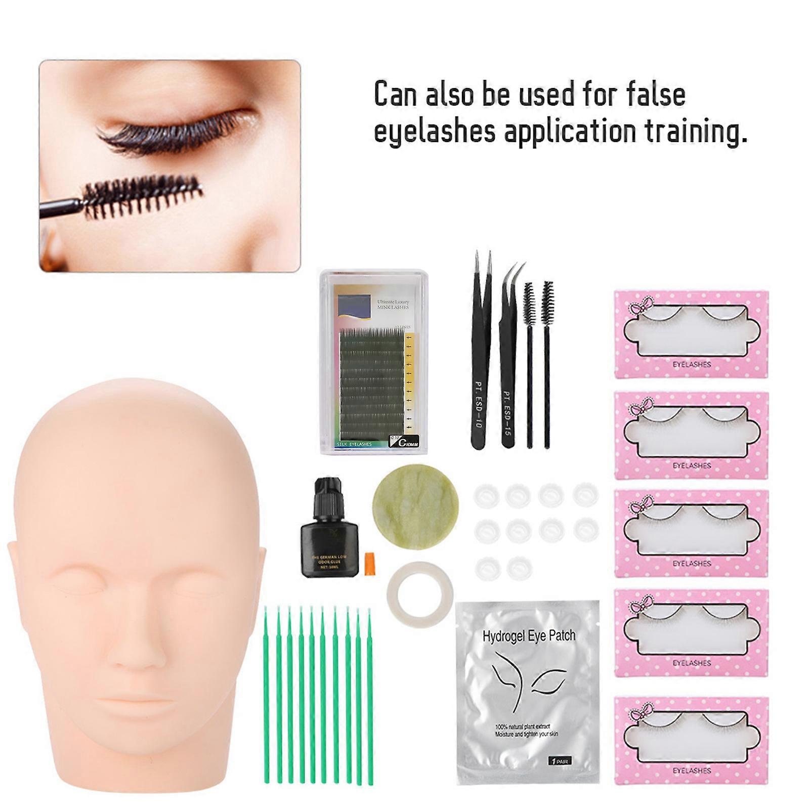 11pcs Eyelash Extension Kit with Glue 10ml & False Head Set