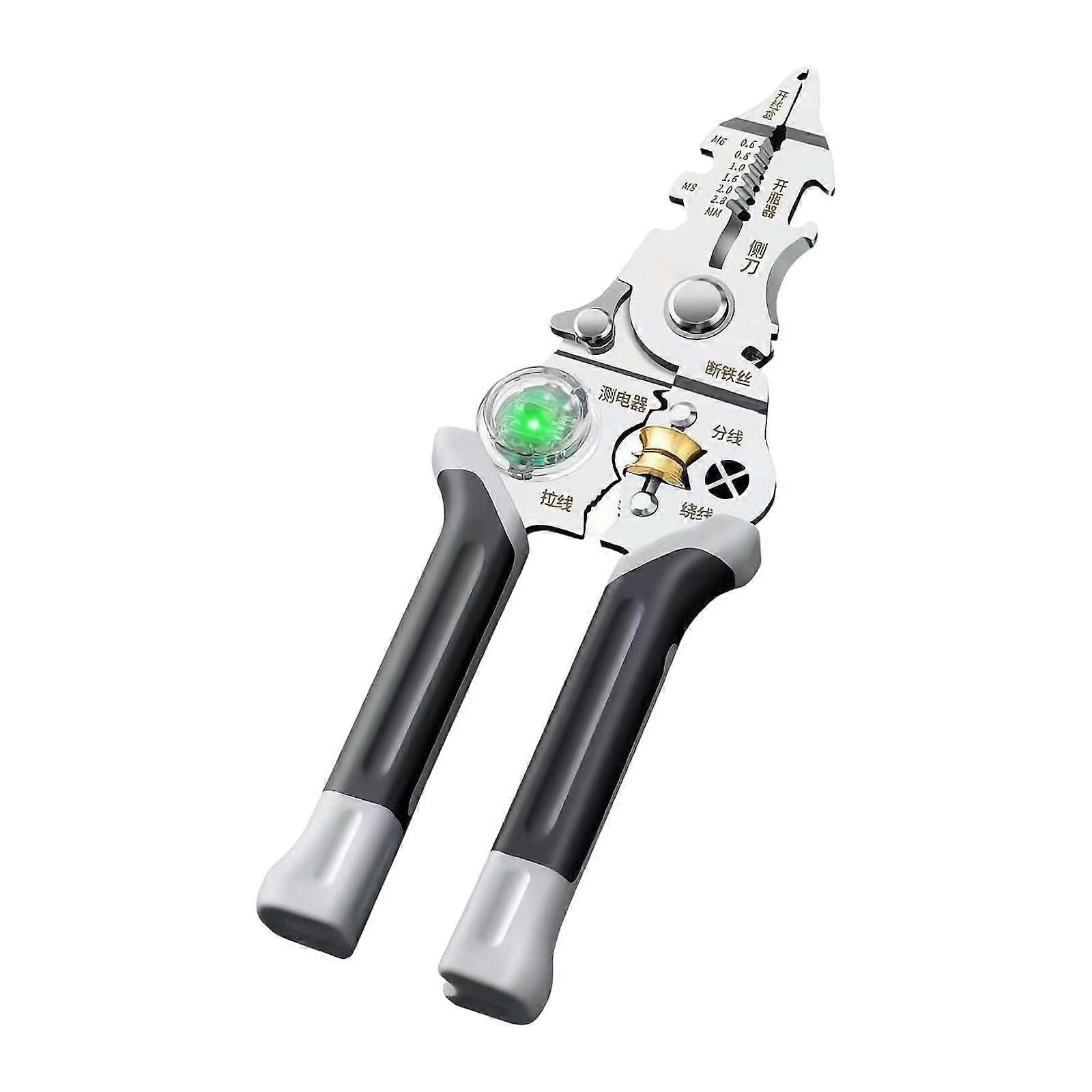Wire Stripper Crimper Pliers for 10-22 AWG, Multi-Function Cable Scissors and Voltage Tester Wire Cutter