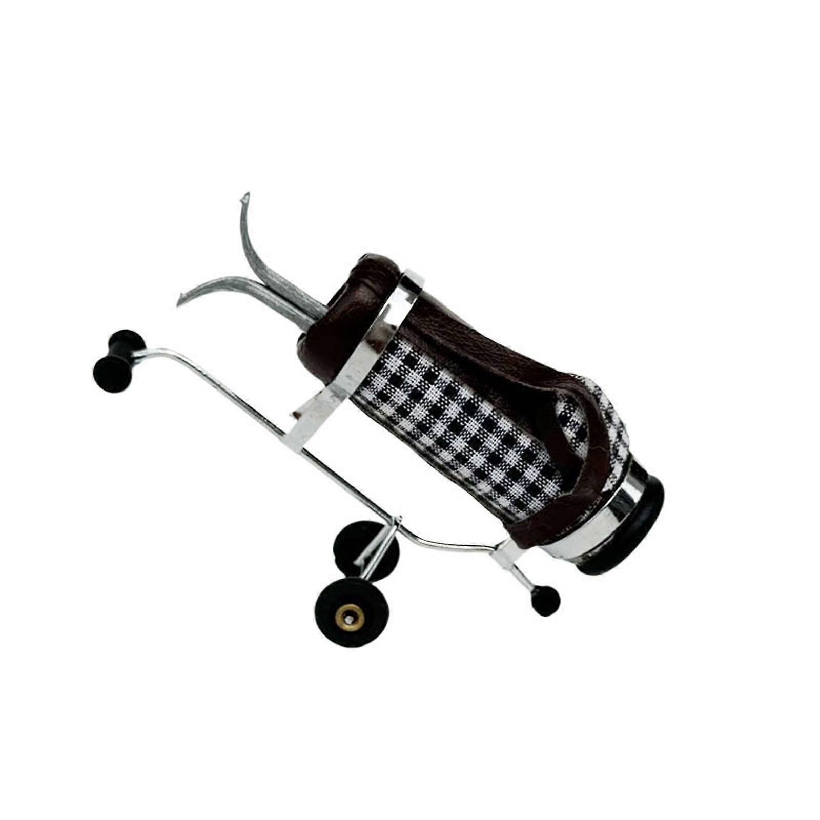 1/12 Scale Checkered Golf Cart Toy For Dolls Houses Interactive Play Feature Metal Wheels Leather Seats Safe Miniature Vehicle Multicolor