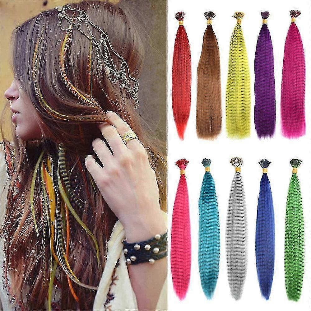 Colored Strands Synthetic Hair Extension 50 Pieces False Rainbow Ov...