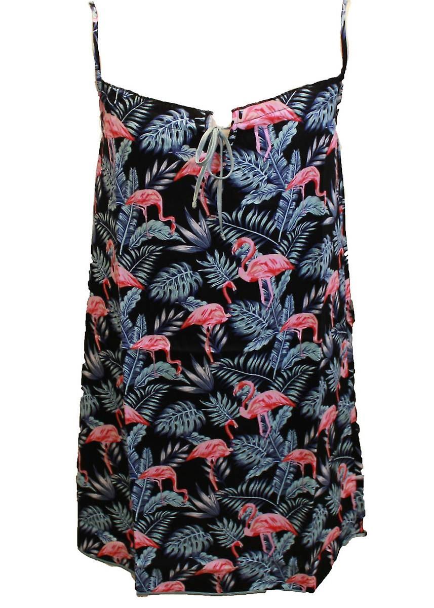 Cottonreal Santiago Cotton Sateen Flamingo Chemise - Black/Pink/Blue
