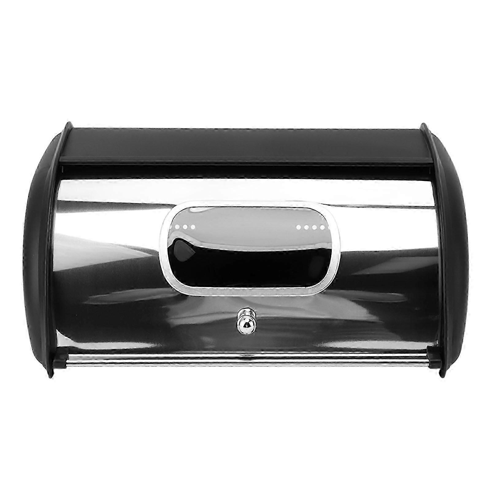 Bread Bin Bread Box Bread Holder Storage Container With Small Window for Kitchen Countertop Black A-B