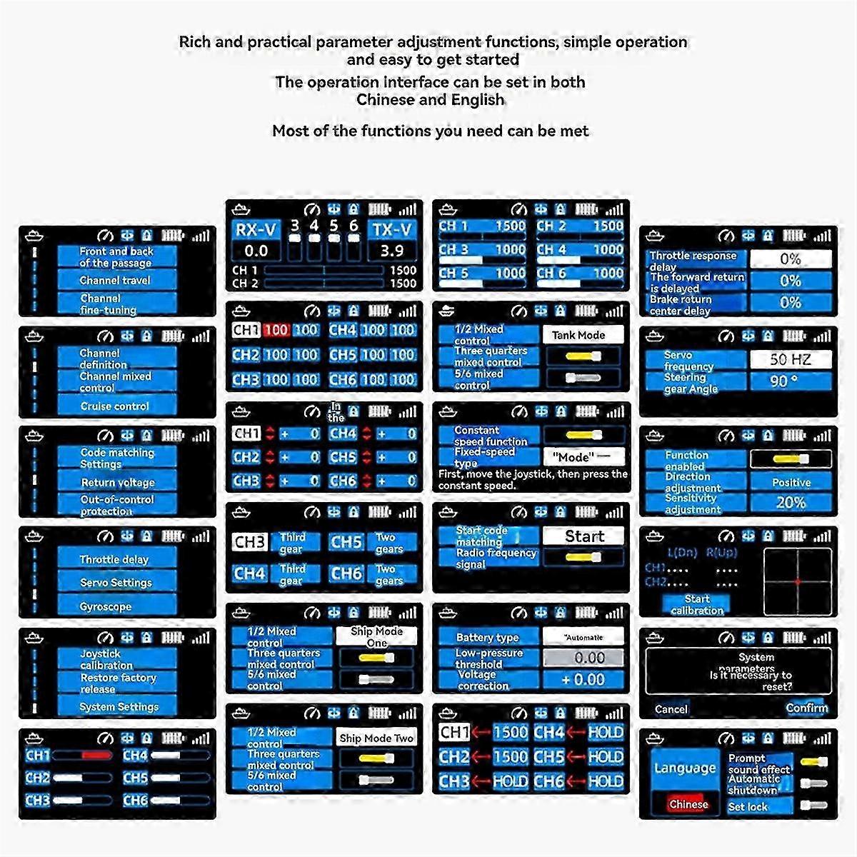 2.4G 6CH RC Radio Transmitter with Color Screen F-06A Receiver for RC Boats Enhanced Control