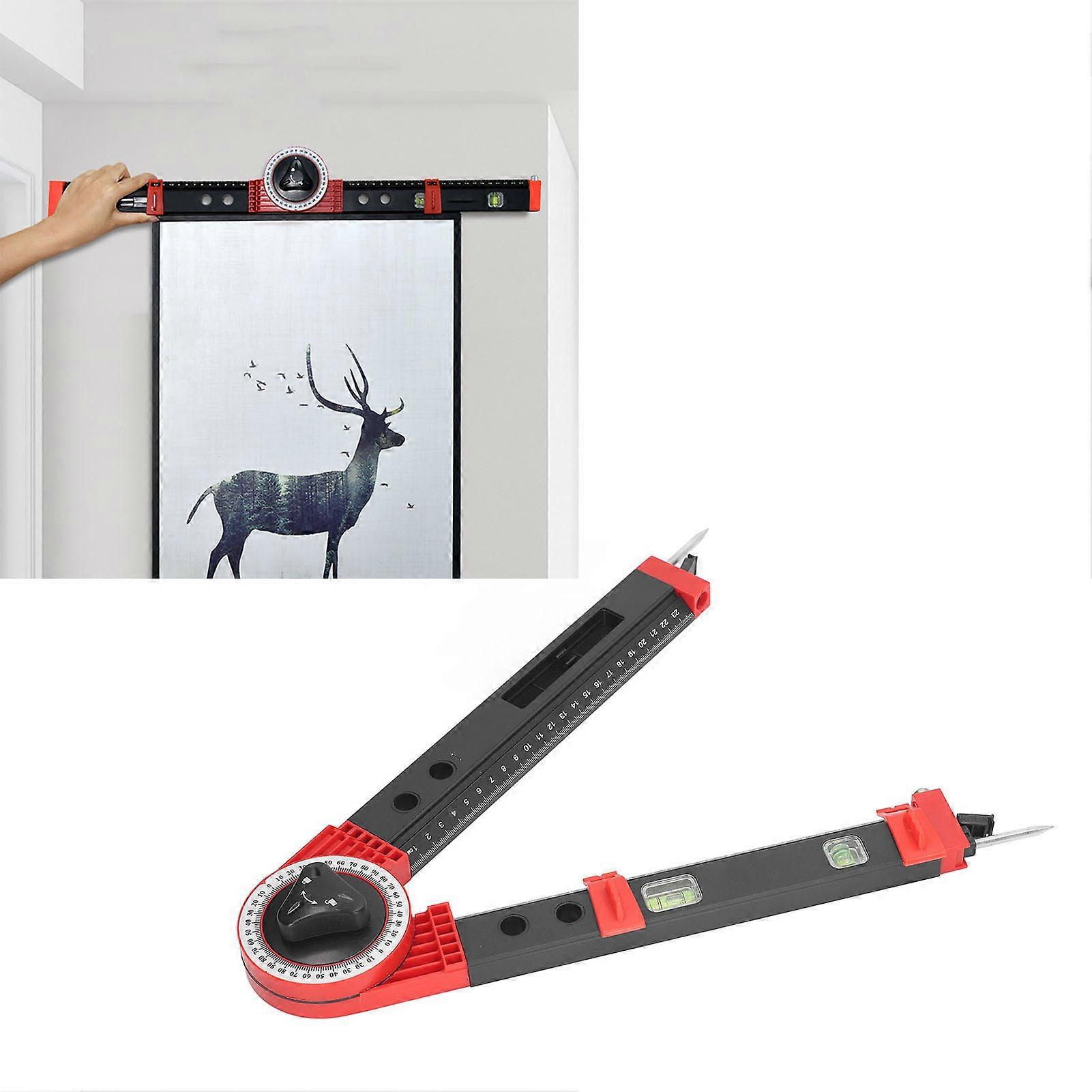 Miter Saw Protractor Angle Finder Gauge w/ Bubble Level Black Red