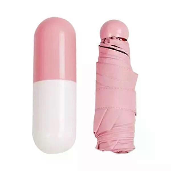 Portable pink umbrella, compact and foldable, UPF50 sun protection