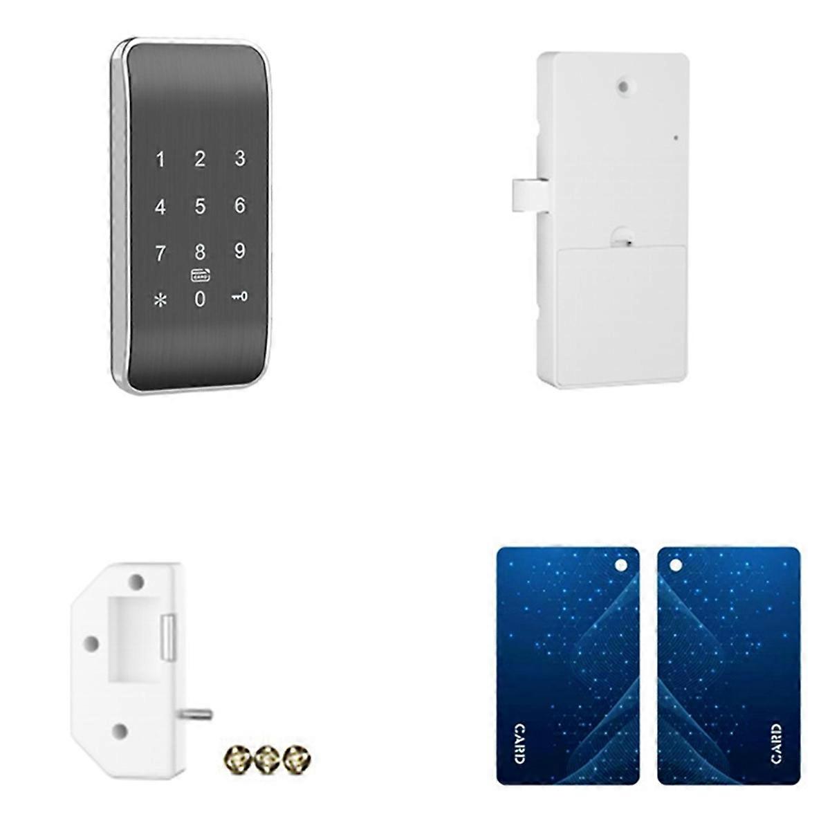 Wireless Access Control Digital Keypad Phone/RFID/Card Password Cabinet Lock for Lockers Upgraded Version(APP)-Silver