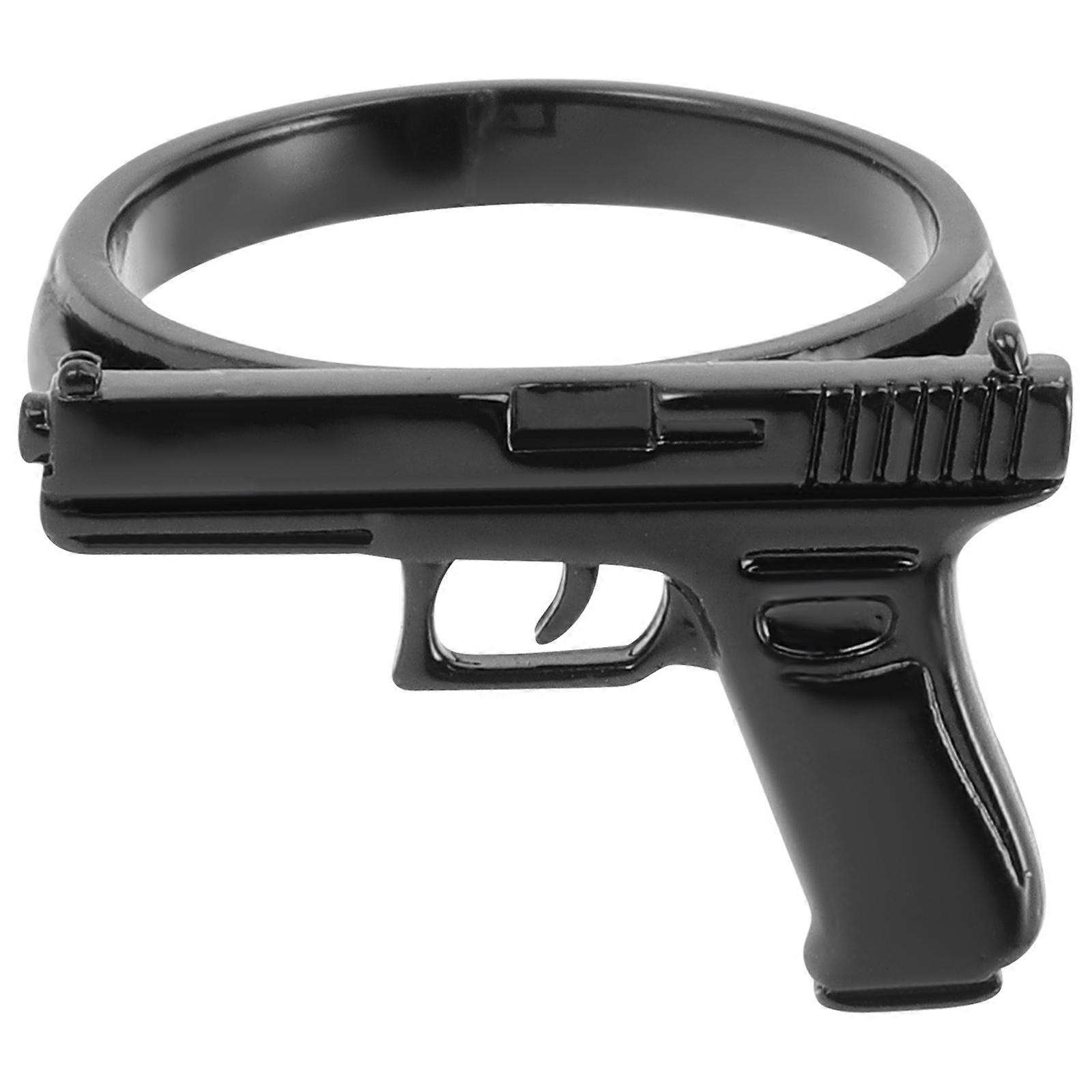 خاتم فاسق من سبائك سوداء للرجال والنساء بارد ريترو نمط أزياء مجوهرات هدية 0.8 بوصة