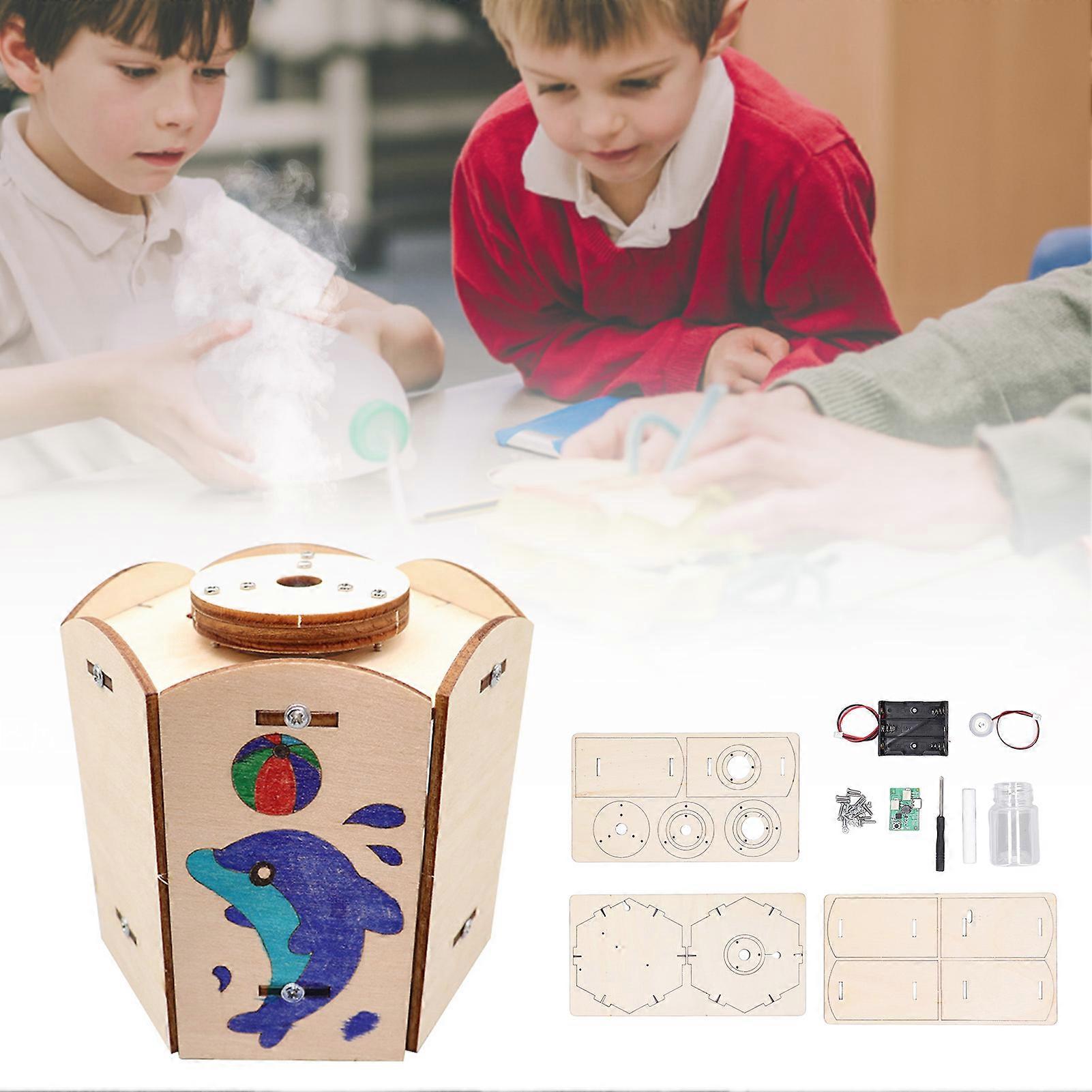 DIY Wooden Humidifier Model Electric Puzzle 3D Wooden Model Kit with Type C Interface Timing Function for Children 