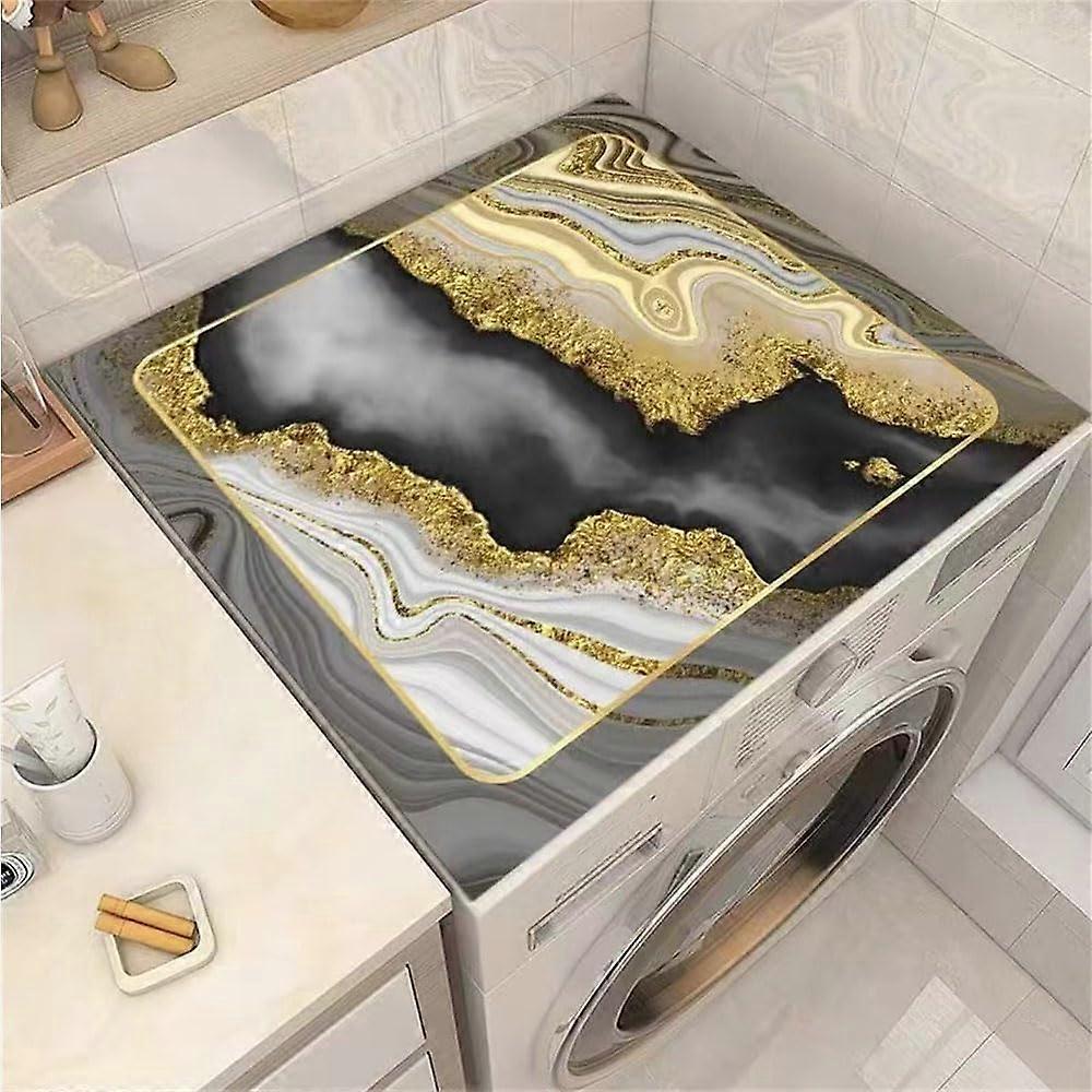 Washer and Dryer Protector Marble Pattern Silicone Mat 40x40 Cm Absorbent QuickDry AntiSlip Washing Machine Mat