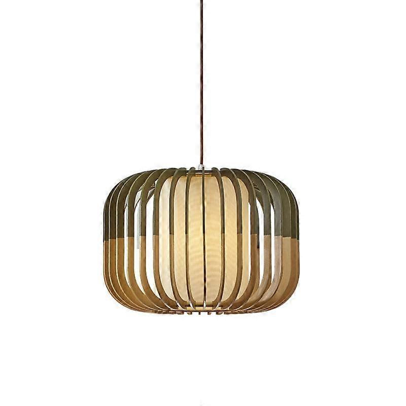 20CM Solid Wood Chandelier 220V LED Three-color Light With Light Source