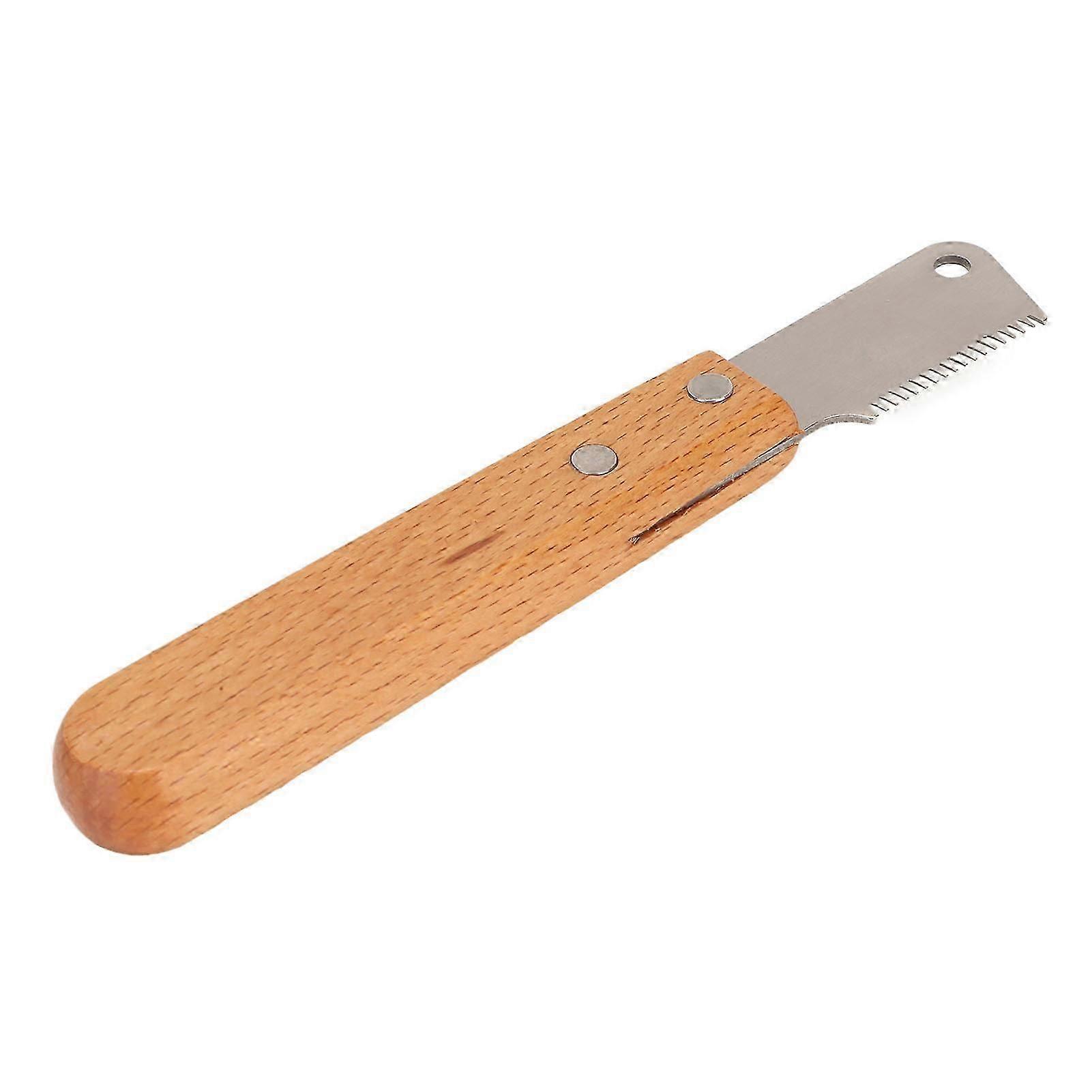 Dog Stripping Knife Wooded Handle Remove Floating Hair Comfortable Professional Pet Grooming Tool for Dogs Cats Horses