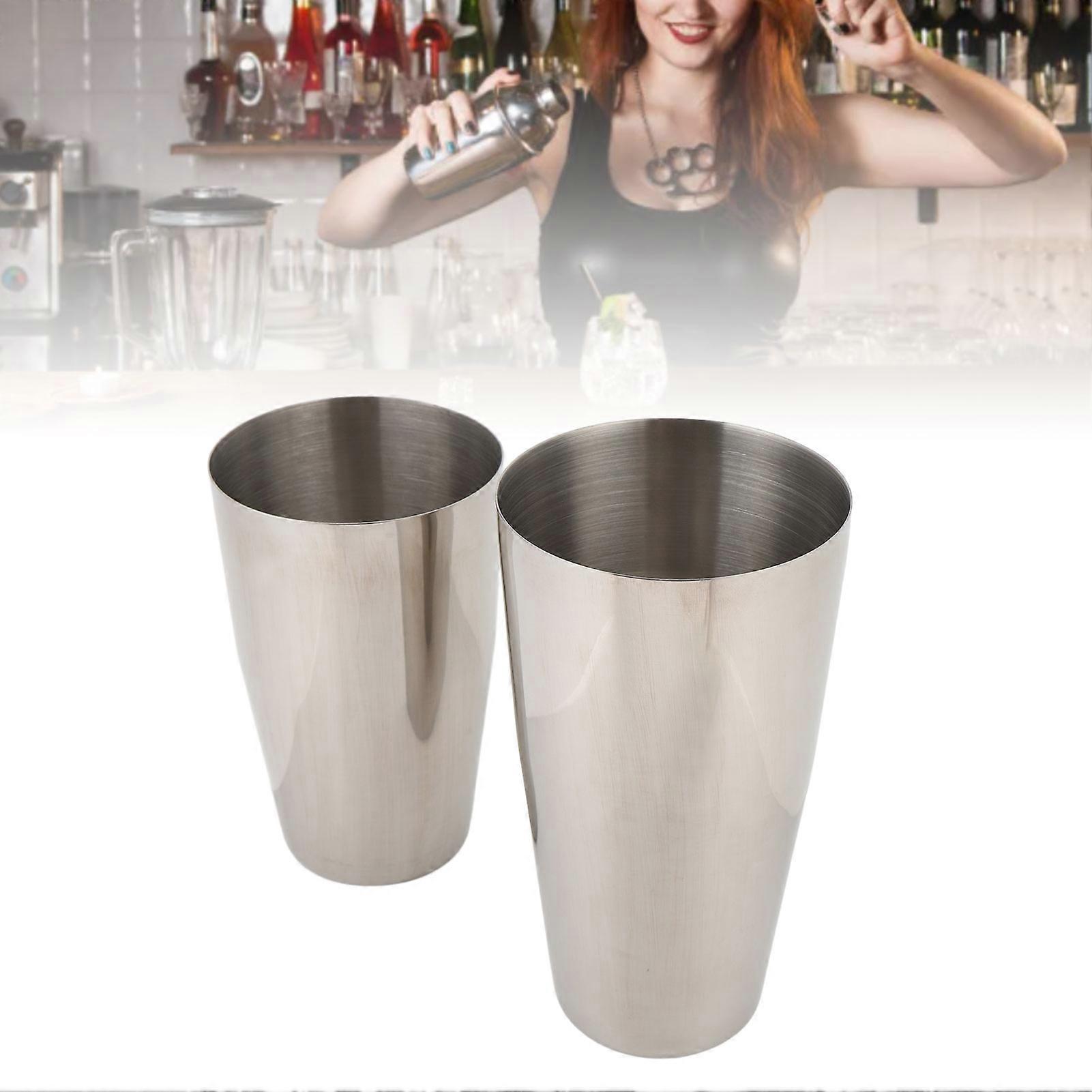 2Pcs SUS304 Cocktail Shaker Set 500ml & 800ml Glossy Bar Kit