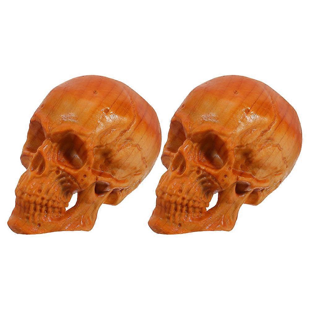 Wooden Skull Figurines for Desktop Ornament Decoration 6Pcs Set