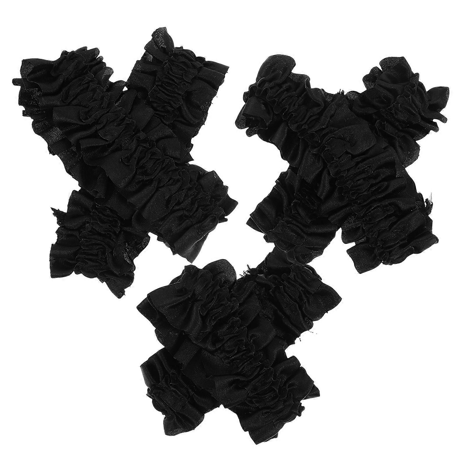 Men's Sleeve Garters Satin Elastic for Secure Fit 3Pairs Black Armbands