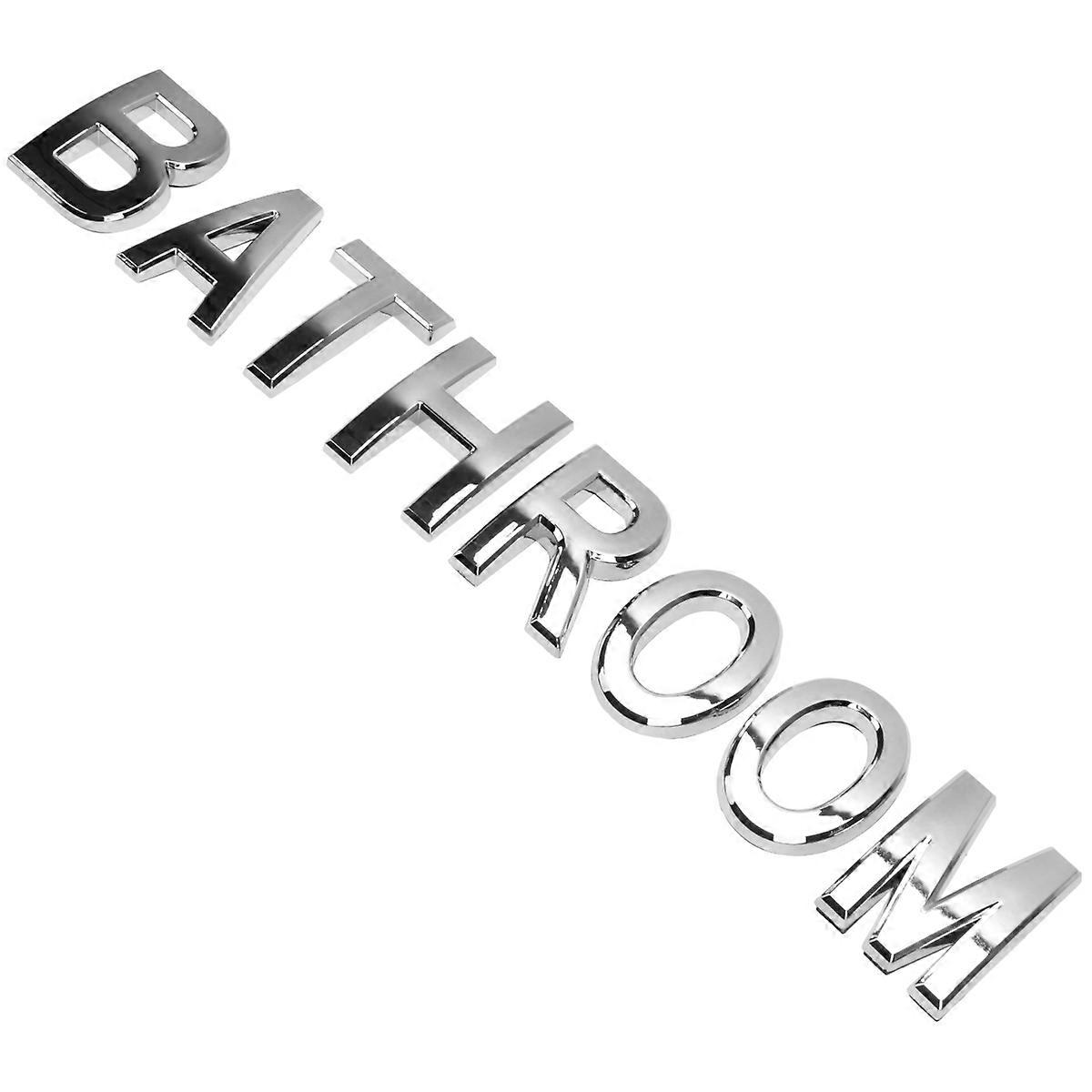 Bathroom Wall Sign Set for Home Indoor Use Silver Material Room Identification 8Pcs