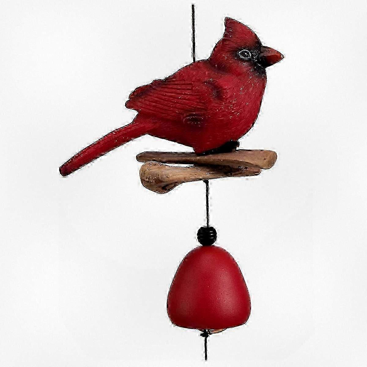 Red Bird Wind Chime, Garden Decor with Bird Bells for Outdoor Spaces